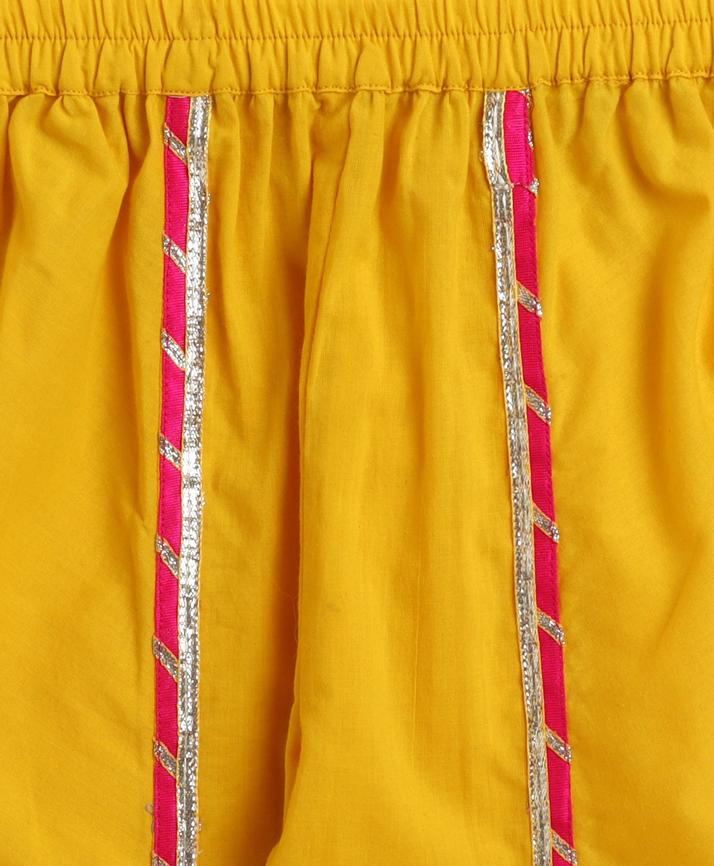 The Magic Wand Cotton Woven Frill Sleeves Leheriya Printed Kurta and Salwar Set- Yellow