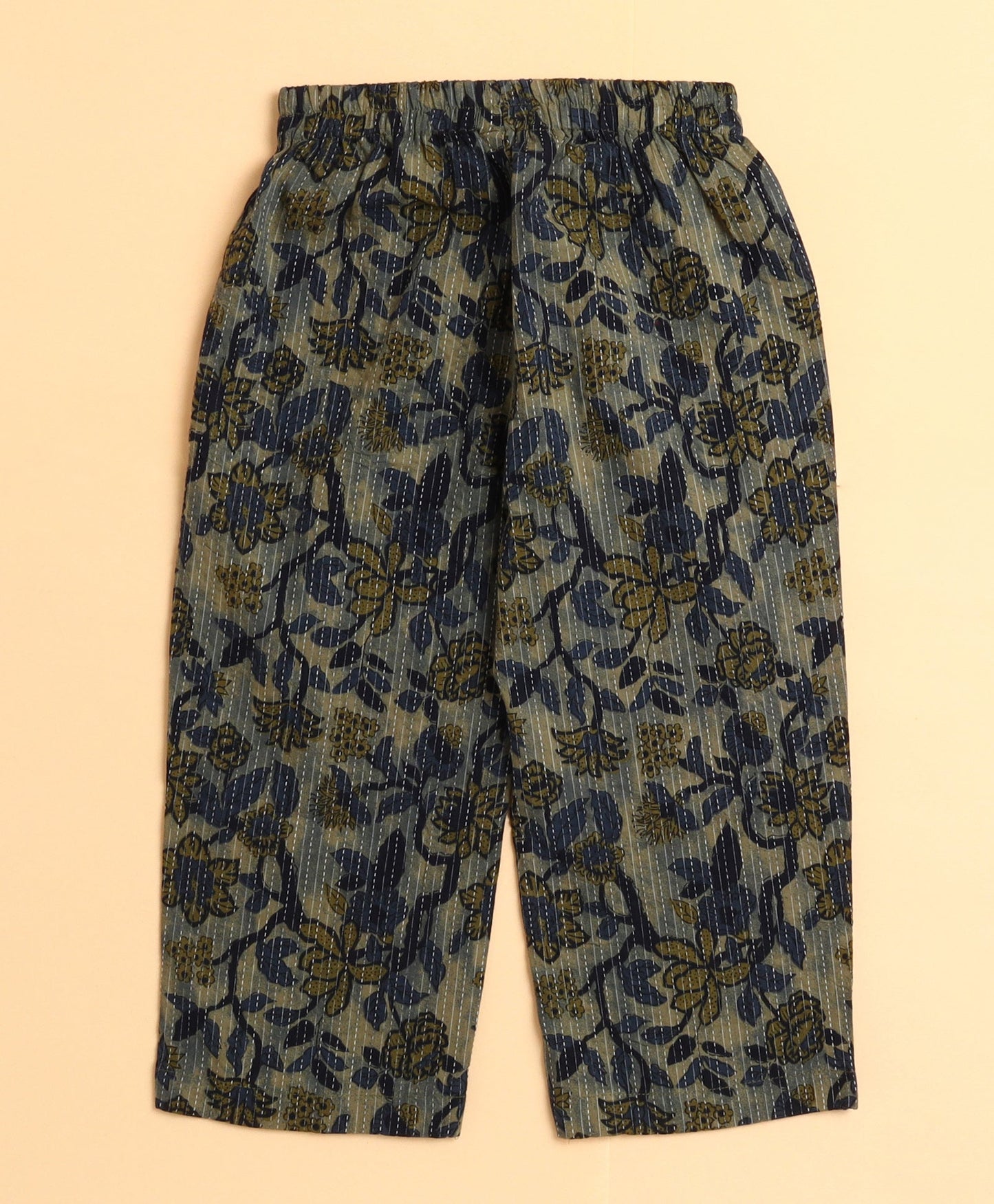 The Magic Wand Cotton Woven Three Fourth Sleeves Floral Printed Top and Bottom co ordinating Set- Green