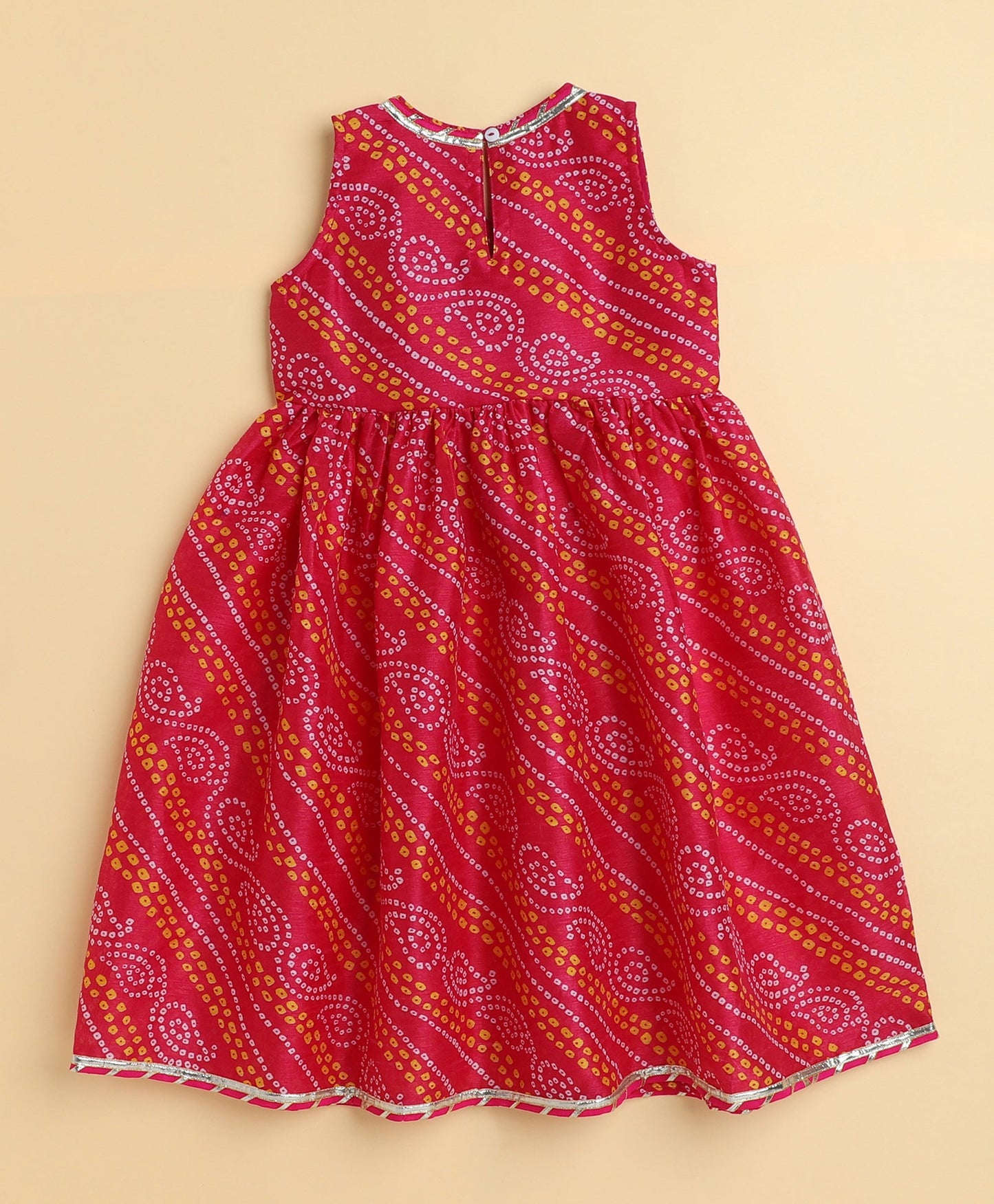 The Magic Wand Cotton woven Woven Sleeveless Bandhani Printed Kurta and Pant set with Dupatta- Fuchsia