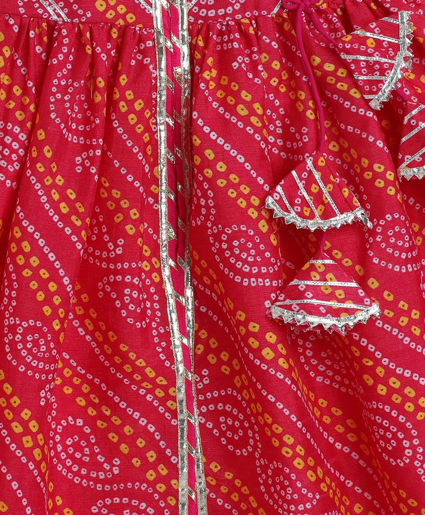 The Magic Wand Cotton woven Woven Sleeveless Bandhani Printed Kurta and Pant set with Dupatta- Fuchsia