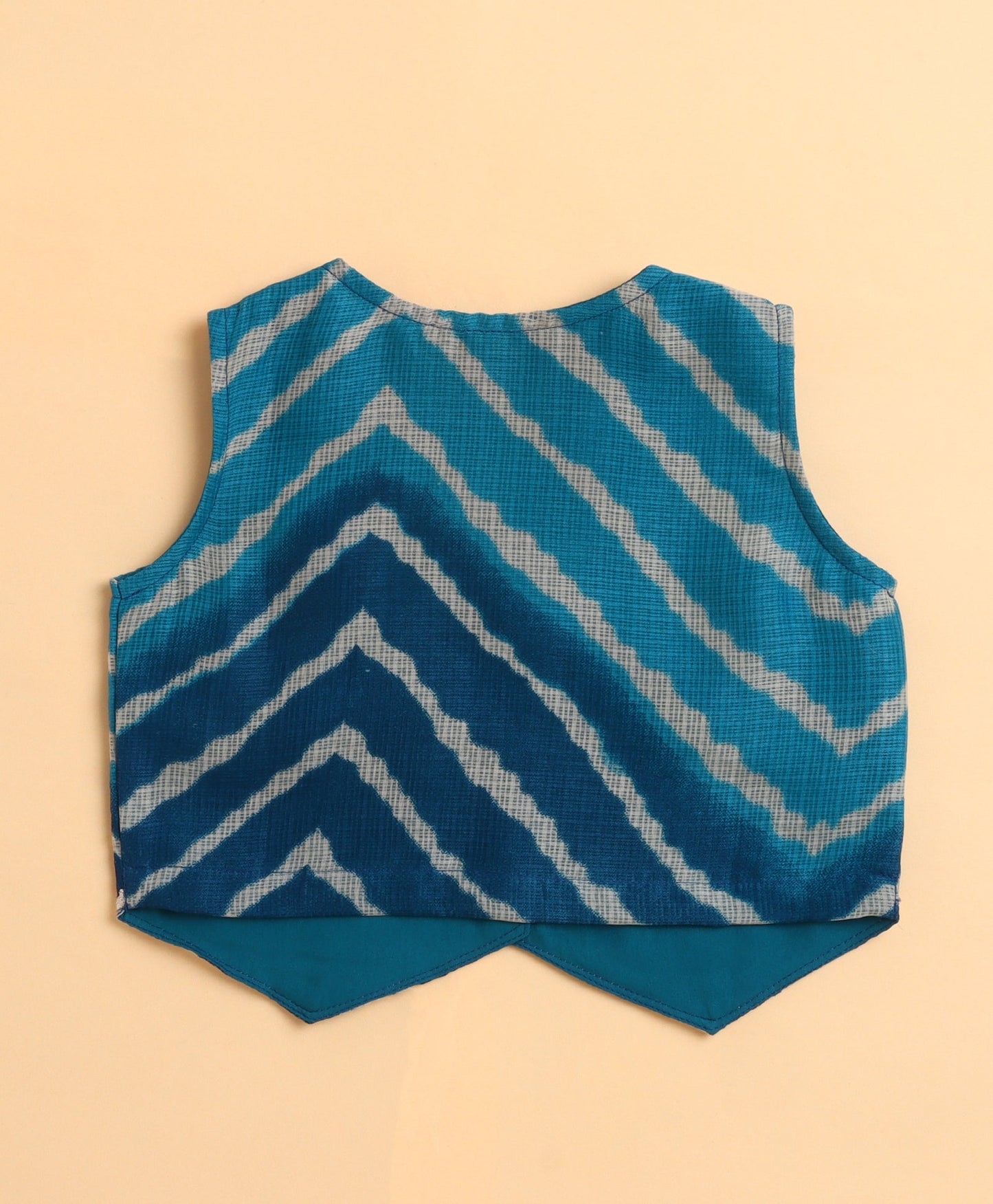 The Magic Wand Sleeveless Zig Zag Printed Waist Coat and Plazzo Set - Blue