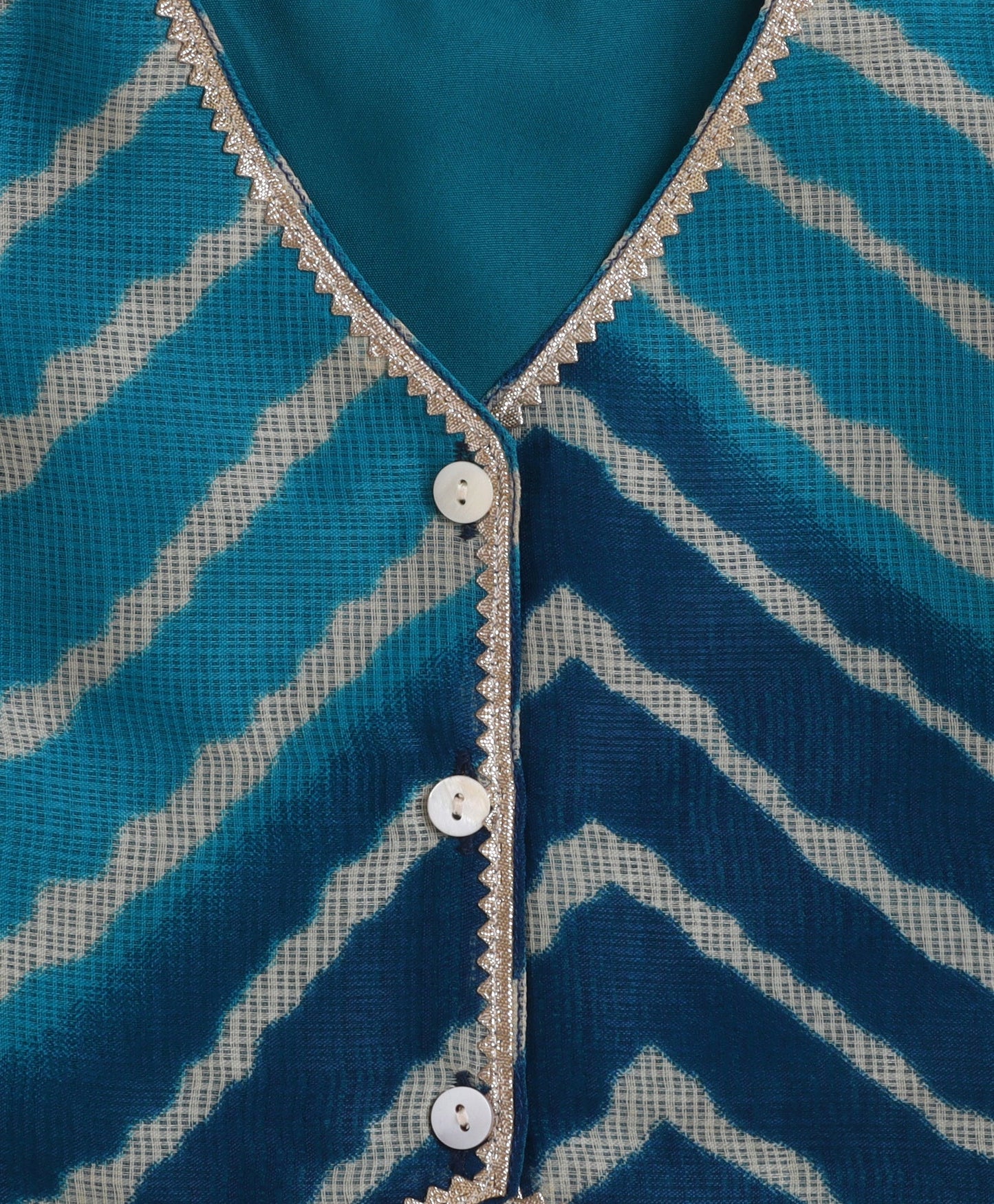 The Magic Wand Sleeveless Zig Zag Printed Waist Coat and Plazzo Set - Blue