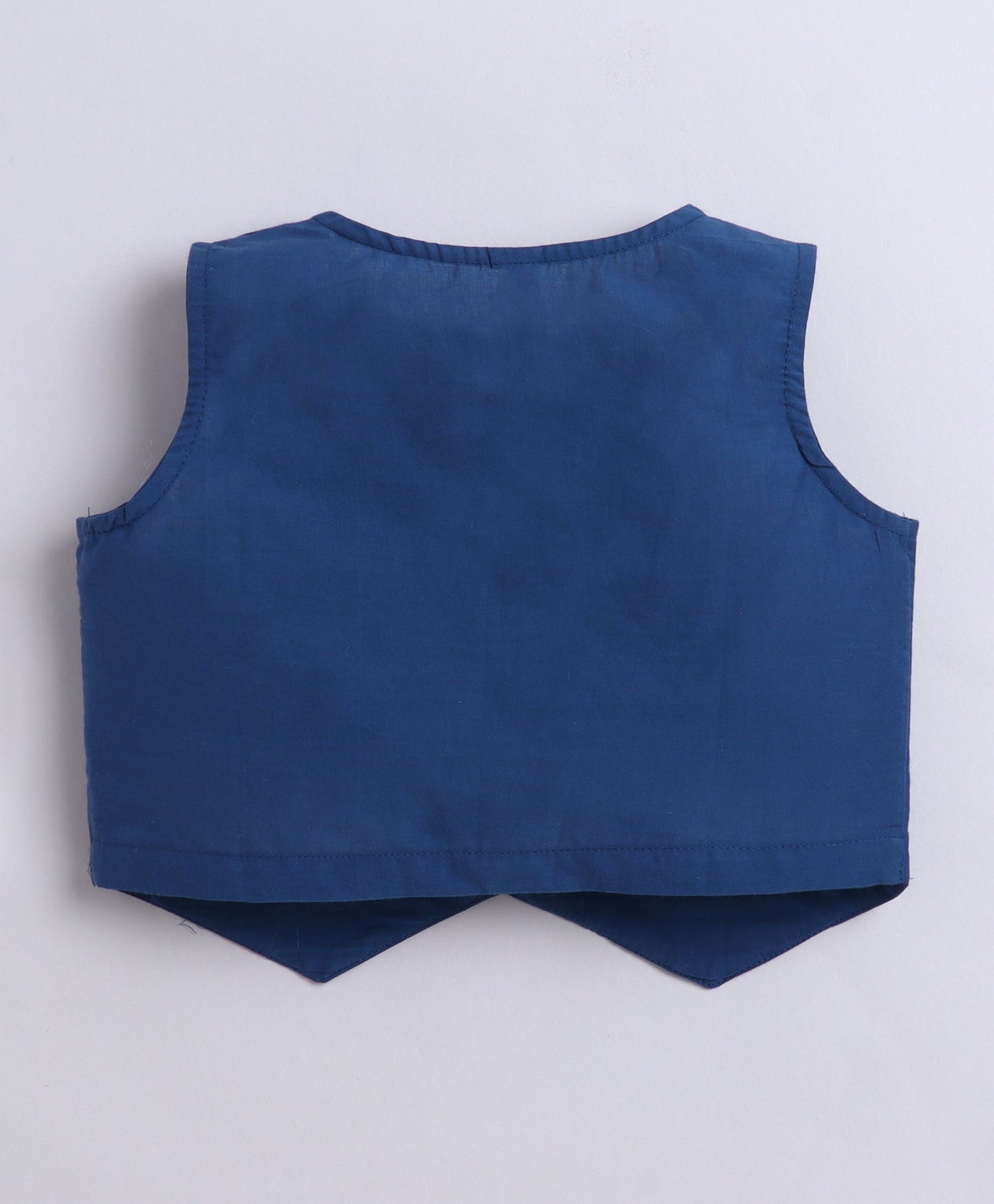 The Magic Wand Cambric Cotton Prineted Sleeveless waistcoat Top and Bottom Set- Teal Blue