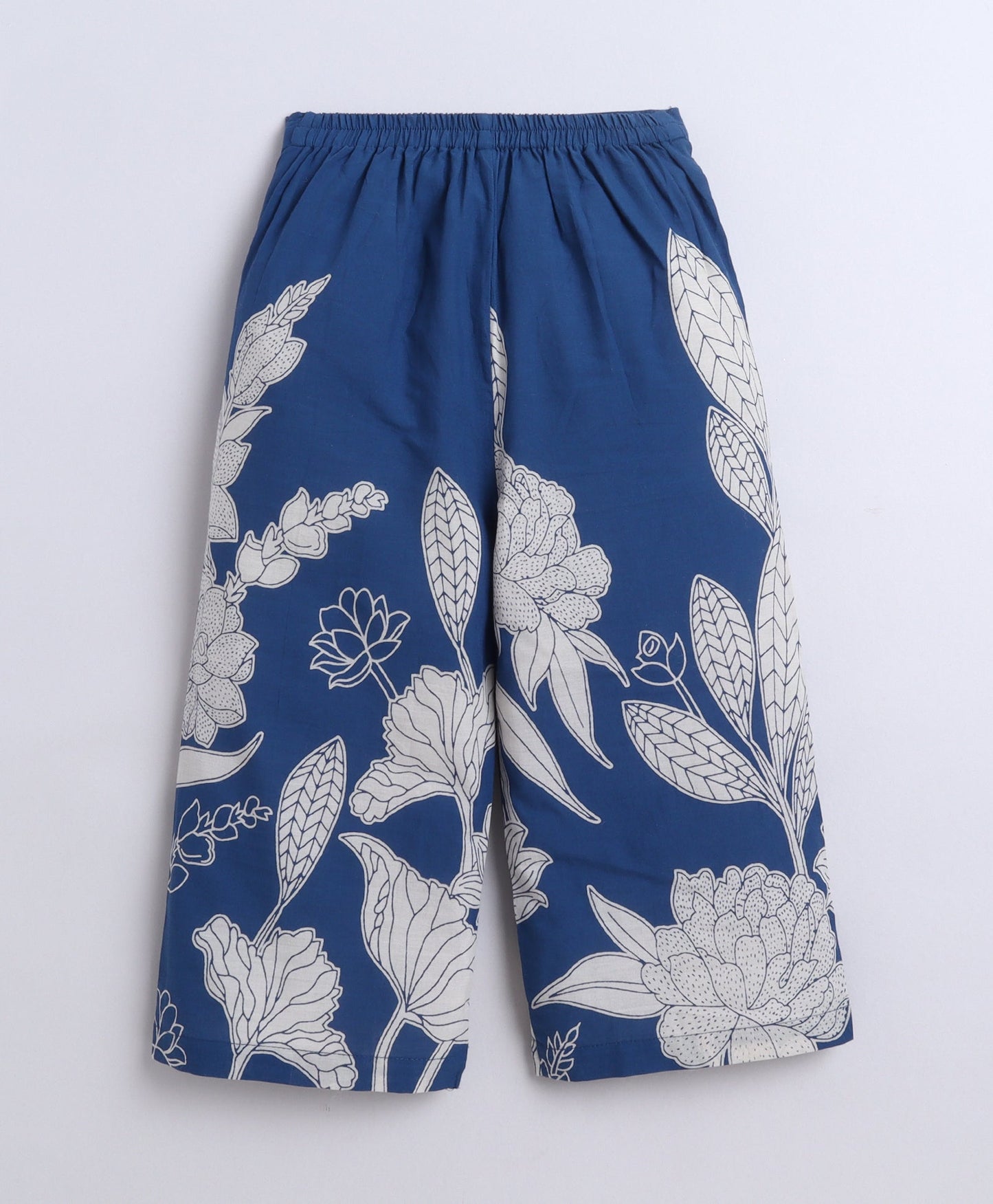 The Magic Wand Cambric Cotton Prineted Sleeveless waistcoat Top and Bottom Set- Teal Blue