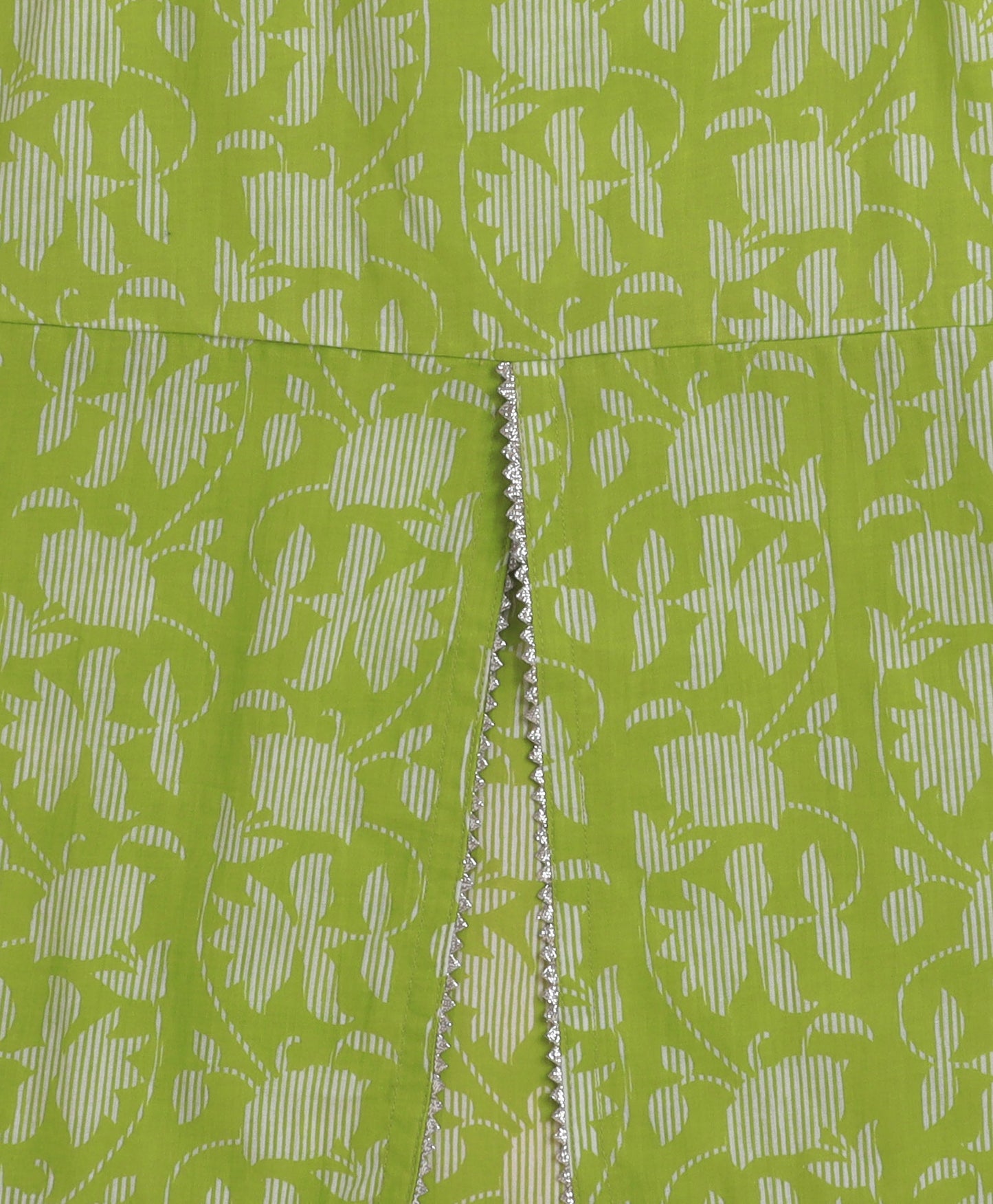 The Magic Wand Cambric Cotton printed Singlet Front Slit Kurta and Dhoti Set - Green
