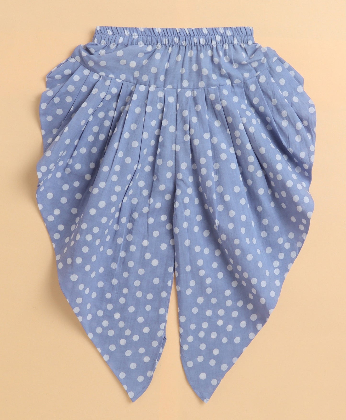 The Magic Wand Cambric Cotton printed Singlet Front Slit Kurta and Dhoti Set - Blue