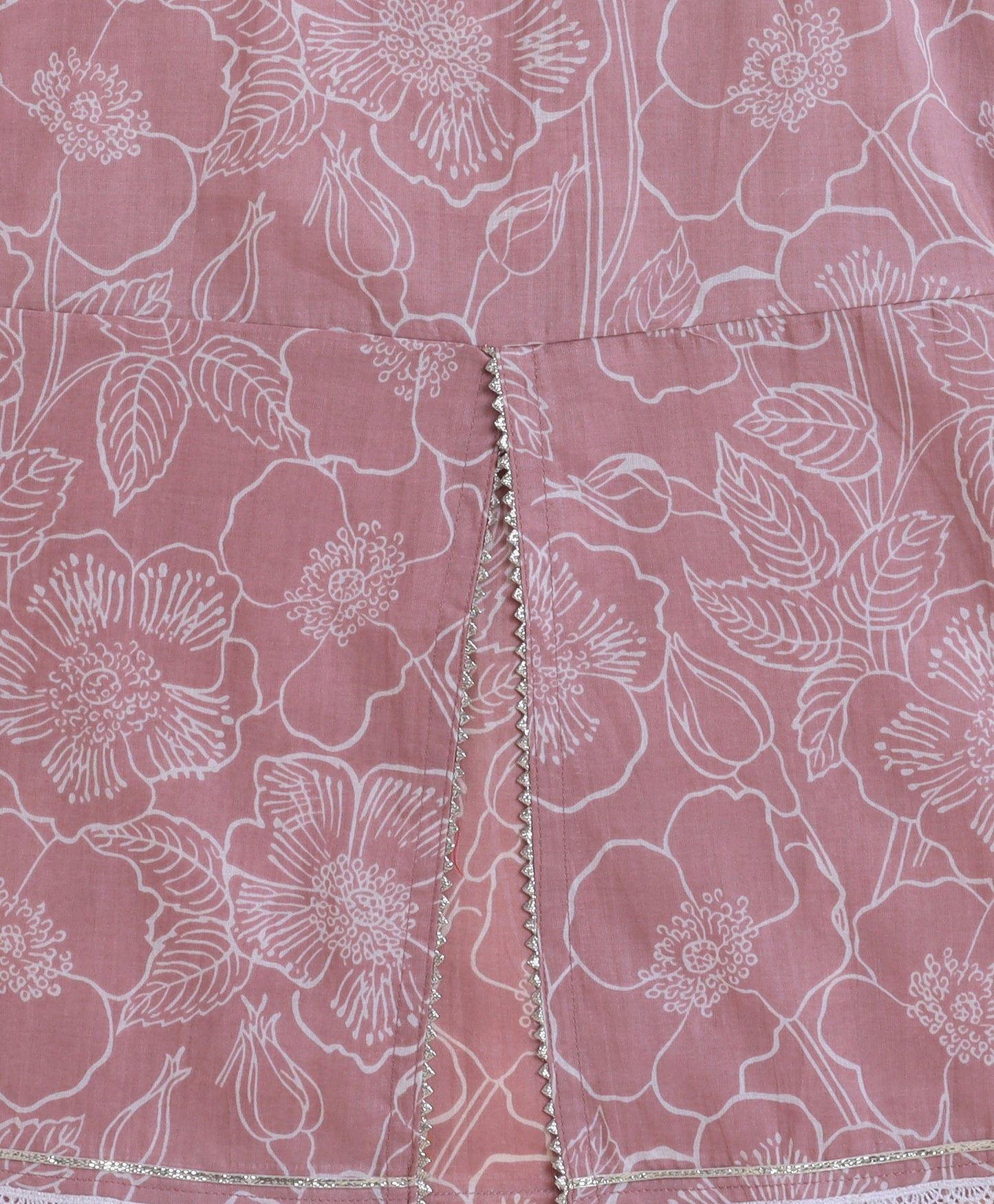 The Magic Wand Cambric Cotton printed Singlet Front Slit Kurta and Dhoti Set - Pink