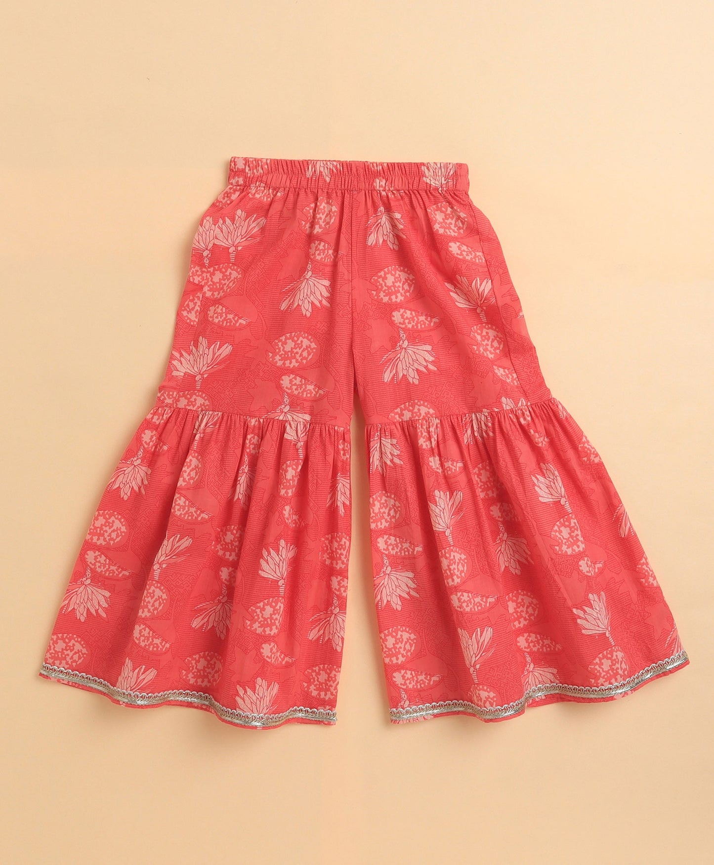 The Magic Wand Cambric Cotton Singlet Floral Printed Kurta and Sharara Set - Pink