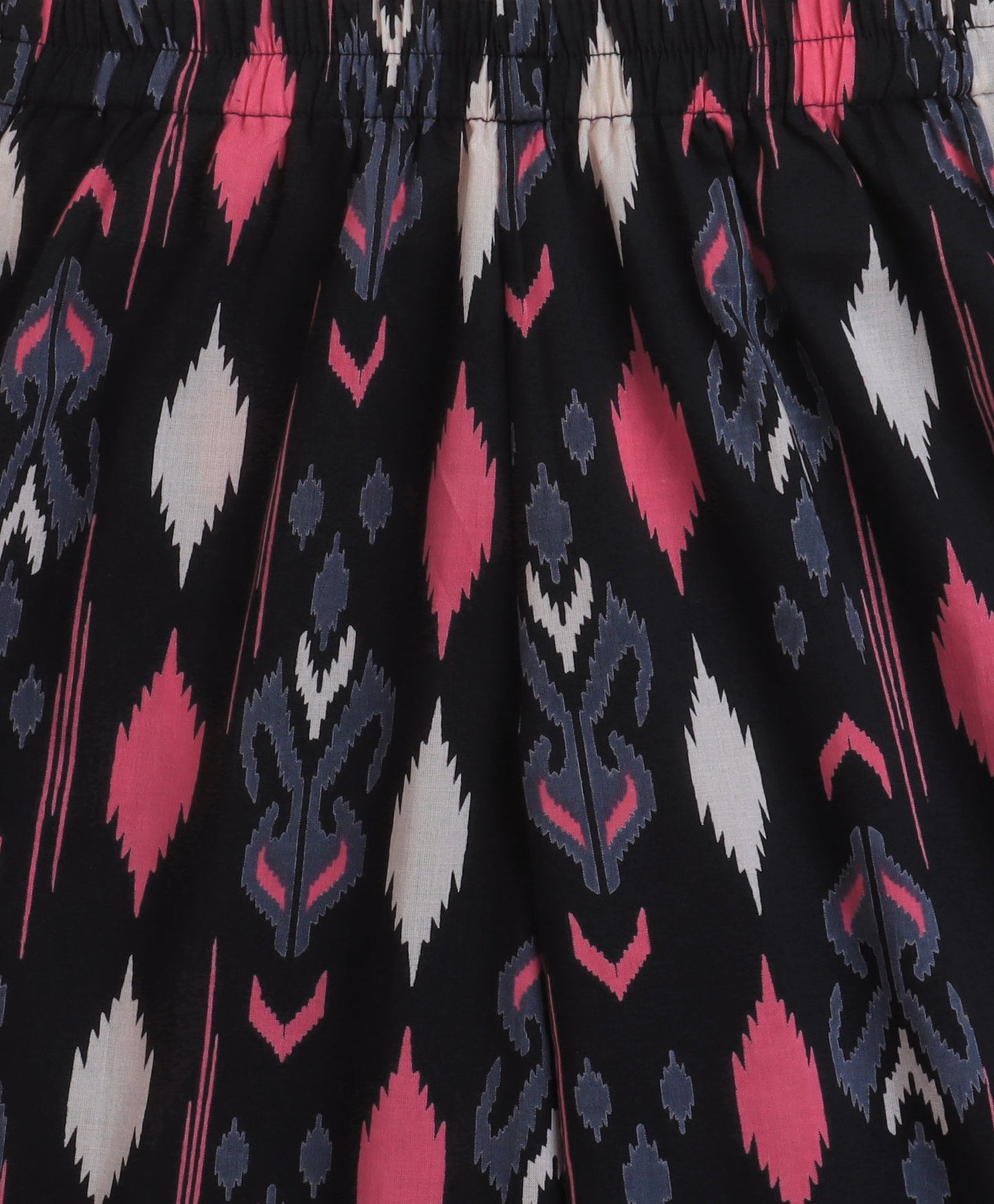 Cambric Cotton Sleeveless Ikat Printed Frill with Gota Top and Plazzo Set - Navy Blue