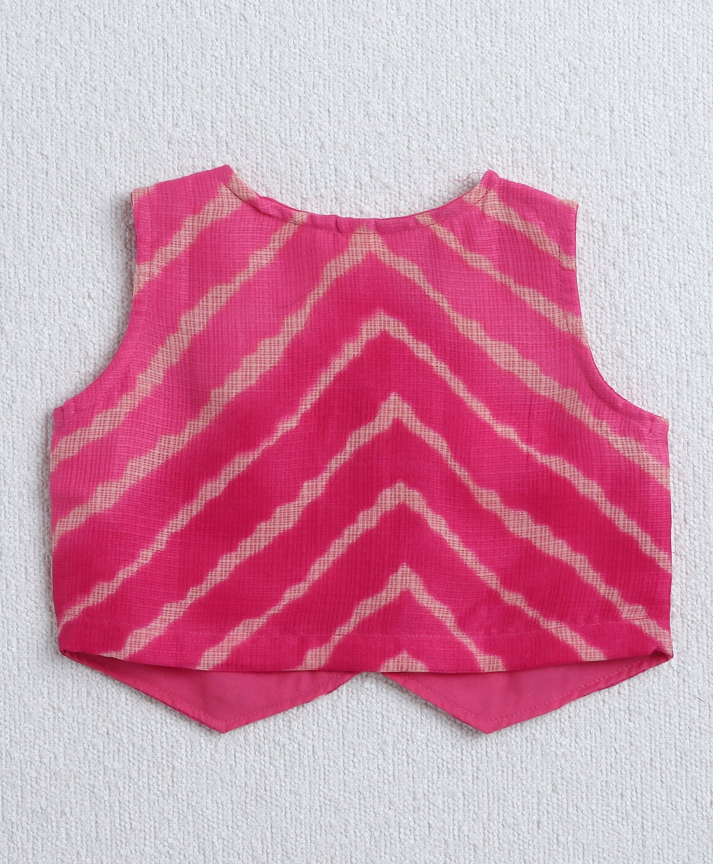 The Magic Wand Woven Sleeveless Leheriya Printed Gota Lace Embellished Top & Palazzo Set - Fuchsia