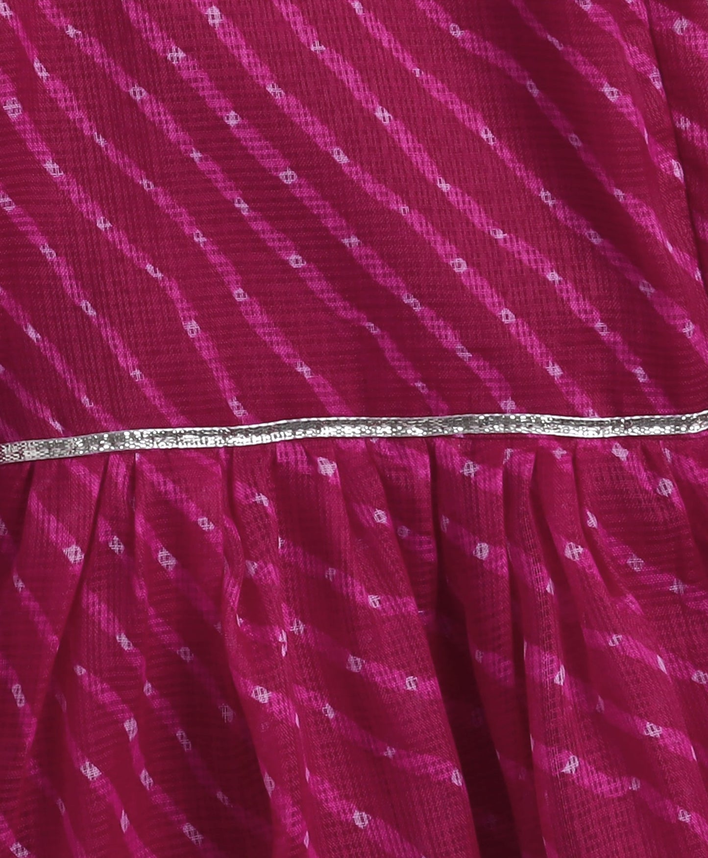 The Magic Wand Woven Sleeveless Leheriya Printed Gota Lace Embellished Kurta and Sharara Set- Fuchsia