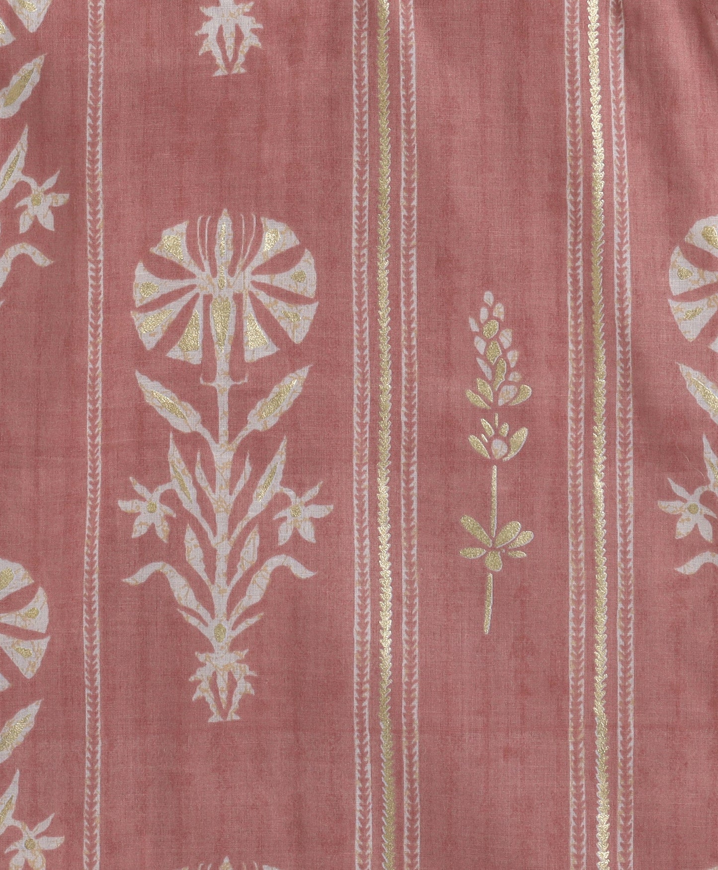 The Magic Wand Cambric Cotton Incut Neck Floral Printed Foil Gota Lace Top and Dhoti Set-Pink