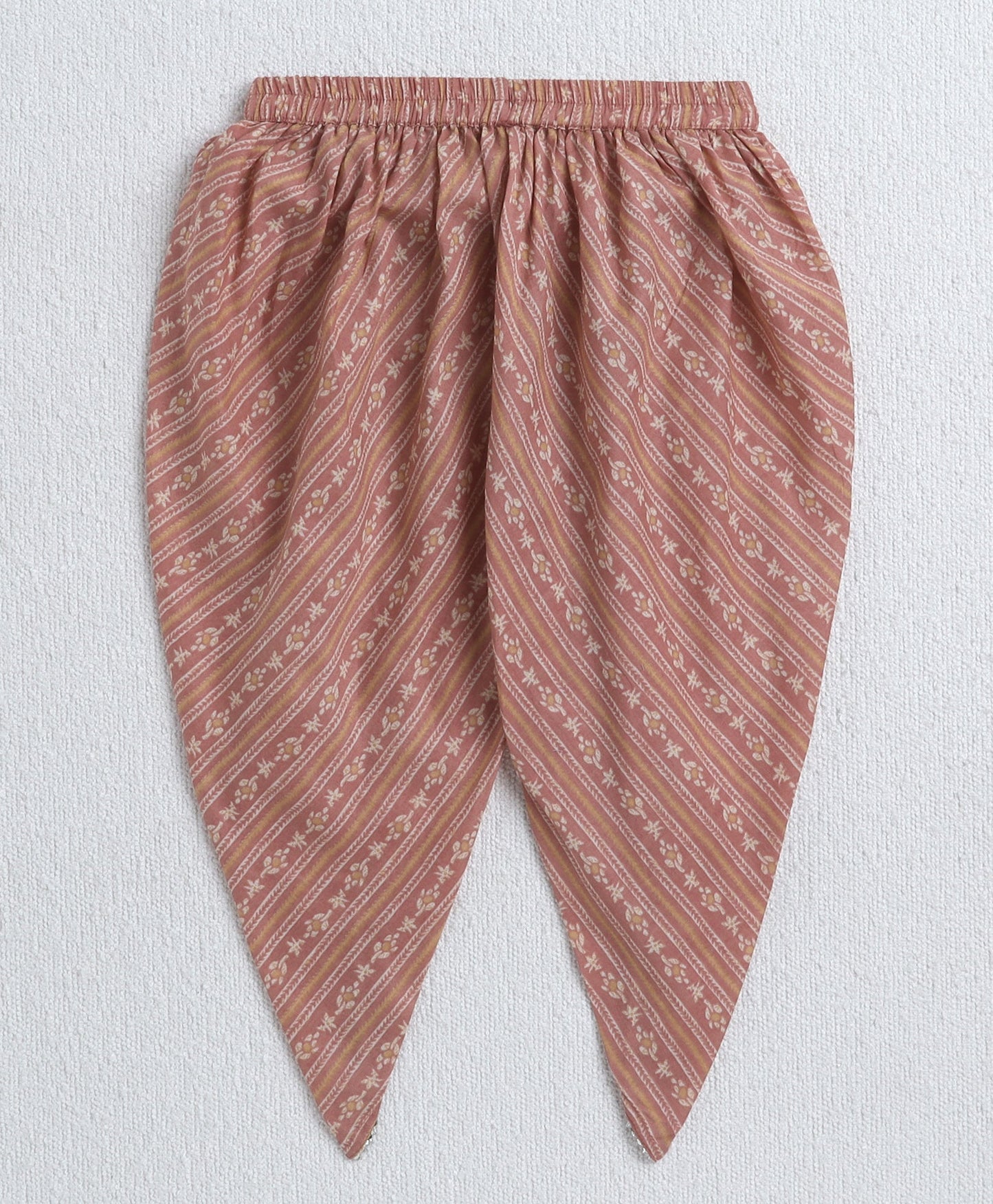 The Magic Wand Cambric Cotton Incut Neck Floral Printed Foil Gota Lace Top and Dhoti Set-Pink