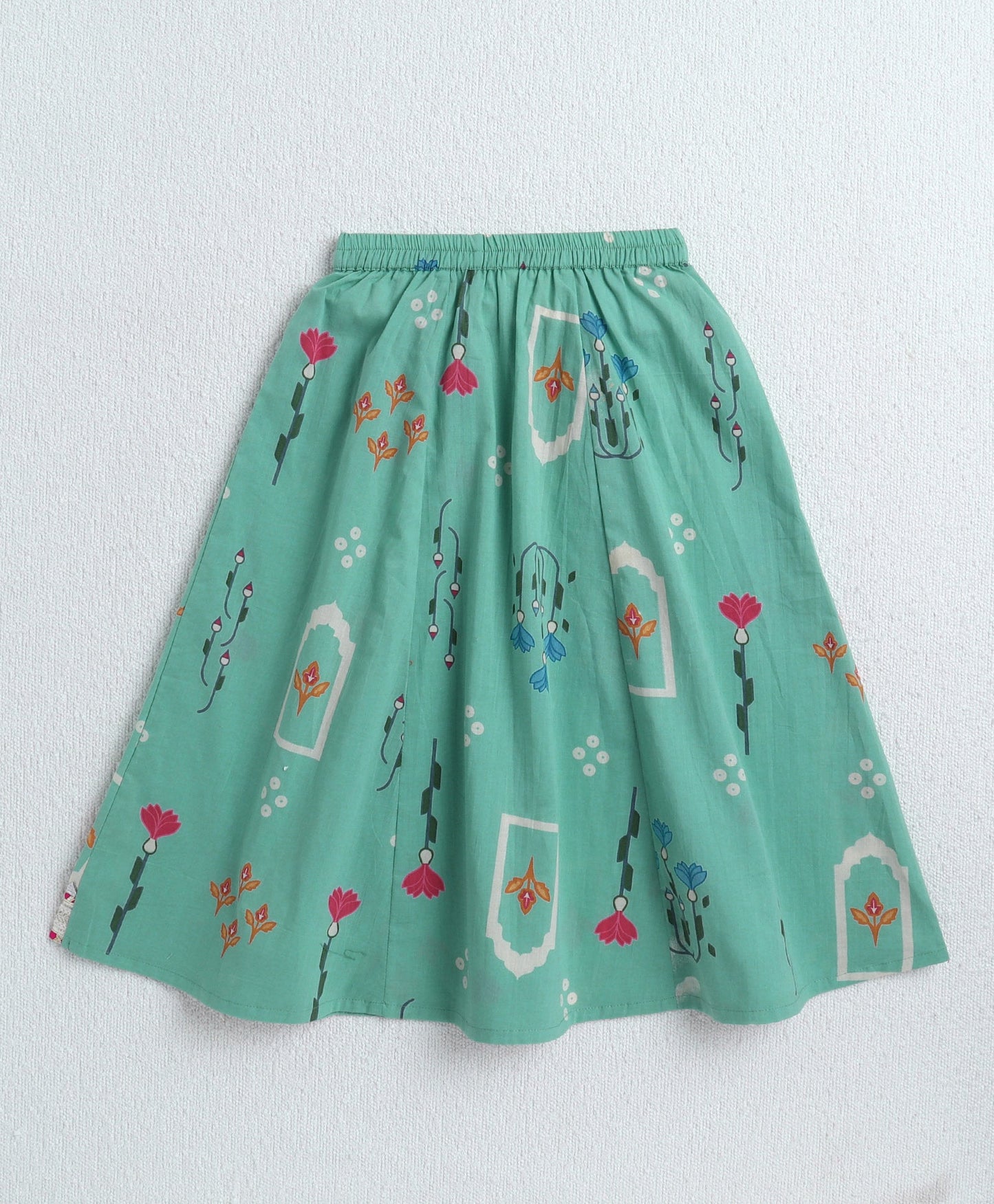 The Magic Wand Cambric Cotton Shoulder Tie up AII Over Printed Choli and Bottom Set- Blue