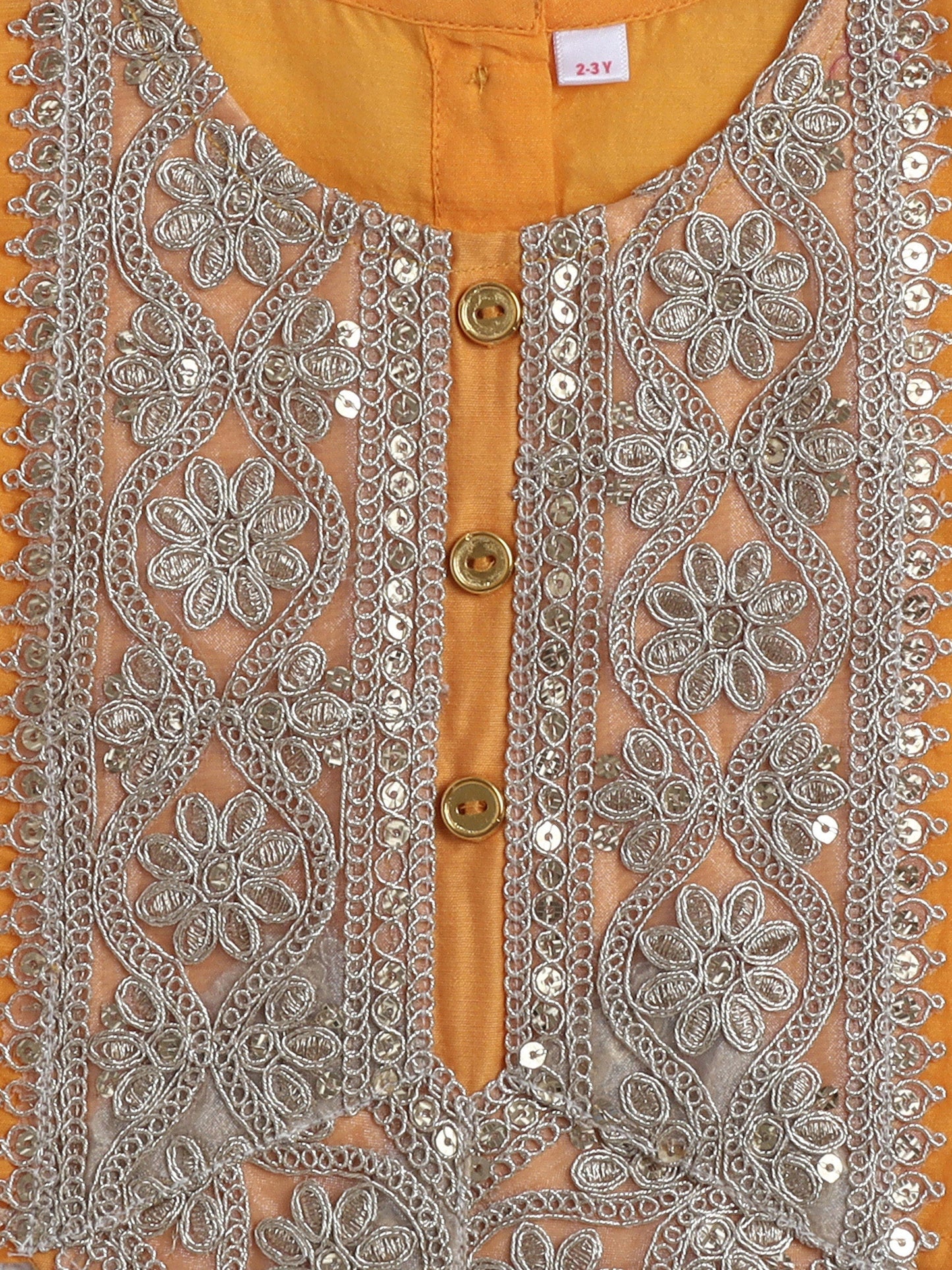 The Magic Wand Woven Half Sleeves Golden Zari Long Yoke Lace Top & Bandhani Printed Lehenga Set- Yellow