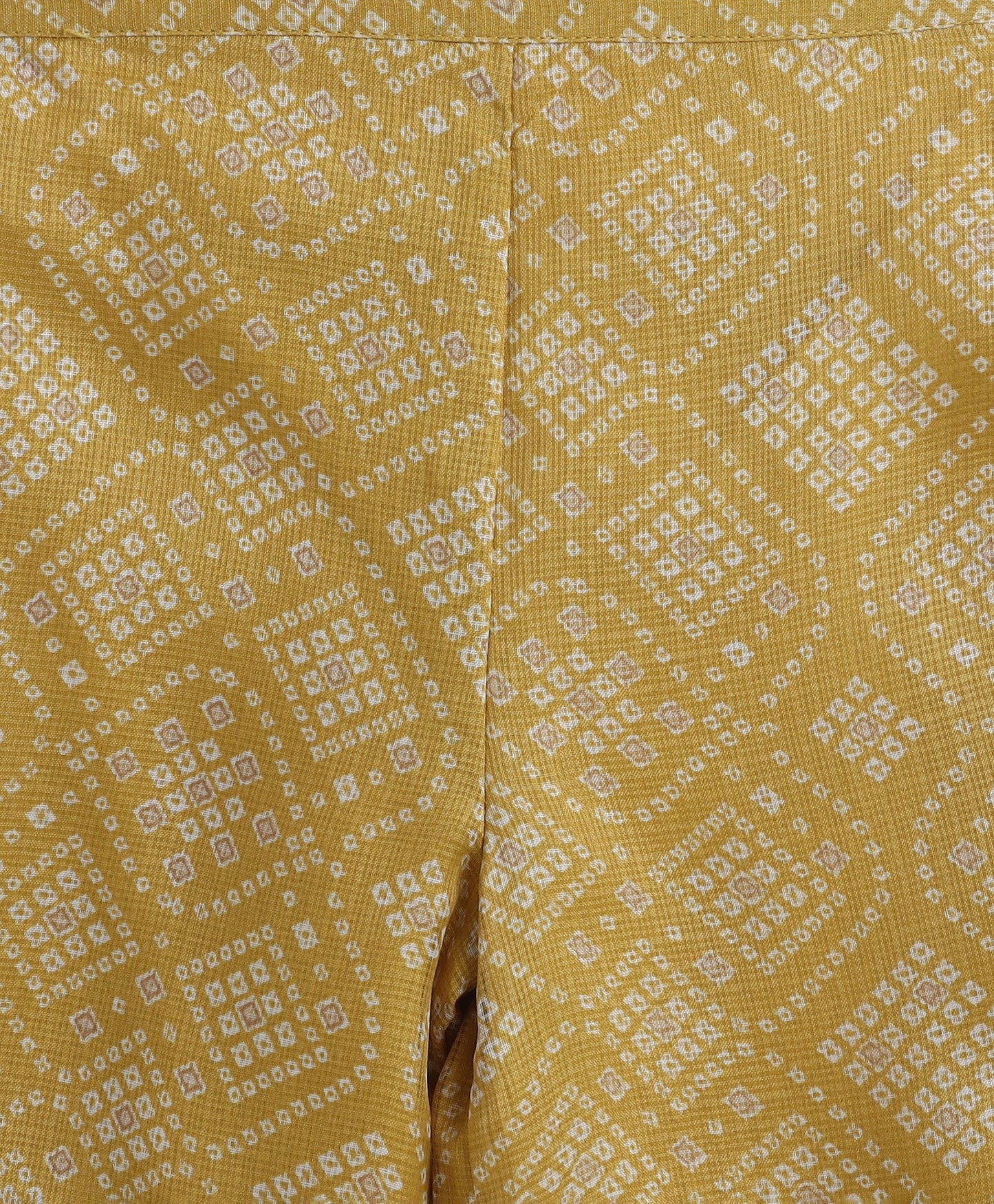 The Magic Wand Woven Sleeveless Bandhani Printed Trendy Long Yoke Top & Bottom Set - Yellow