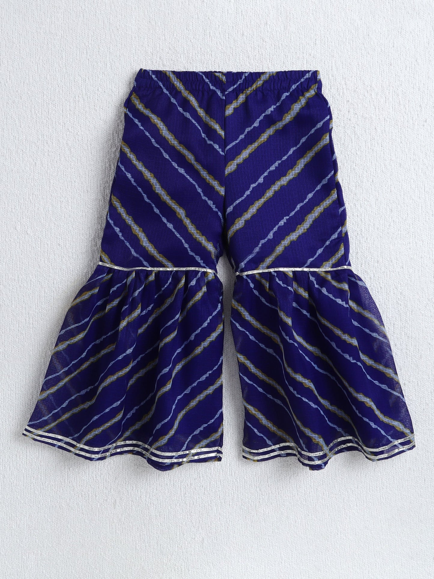 The Magic Wand Woven Sleeveless Leheriya Printed Kurta and Sharara Set with Dupatta- Royal Blue