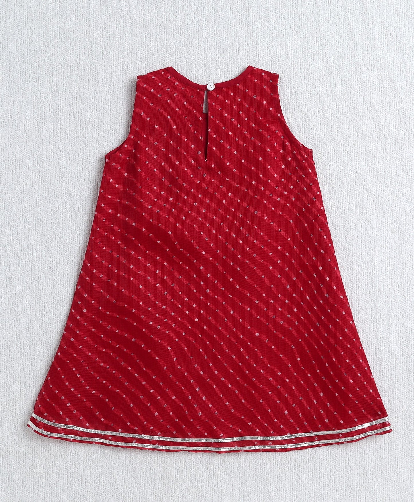 The Magic Wand Woven Sleeveless Leheriya Printed Kurta and Sharara Set with Dupatta- Red