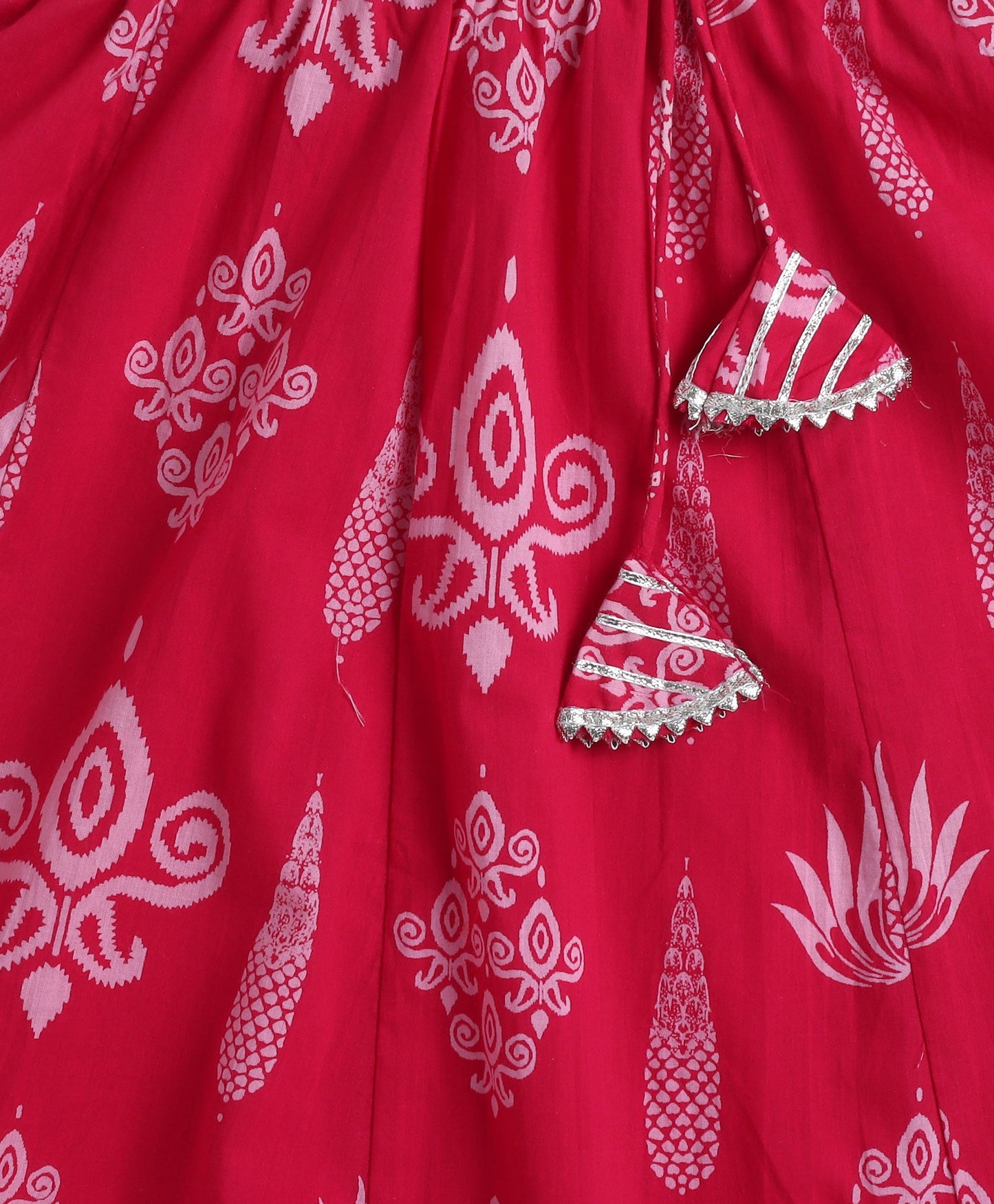 The Magic Wand Cambric Floral Printed Lehenga and Slveeless Choli Set with Dupatta- Fuchsia