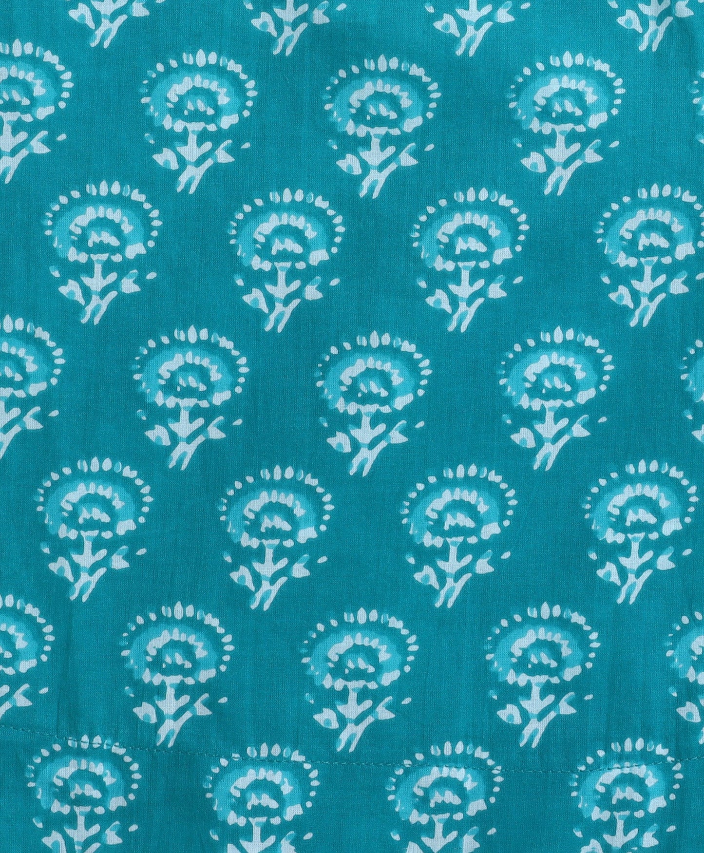 The Magic Wand Cotton Woven Shoulder Tie Ups Floral Printed Tent Top and Bottom Set - Teal Blue
