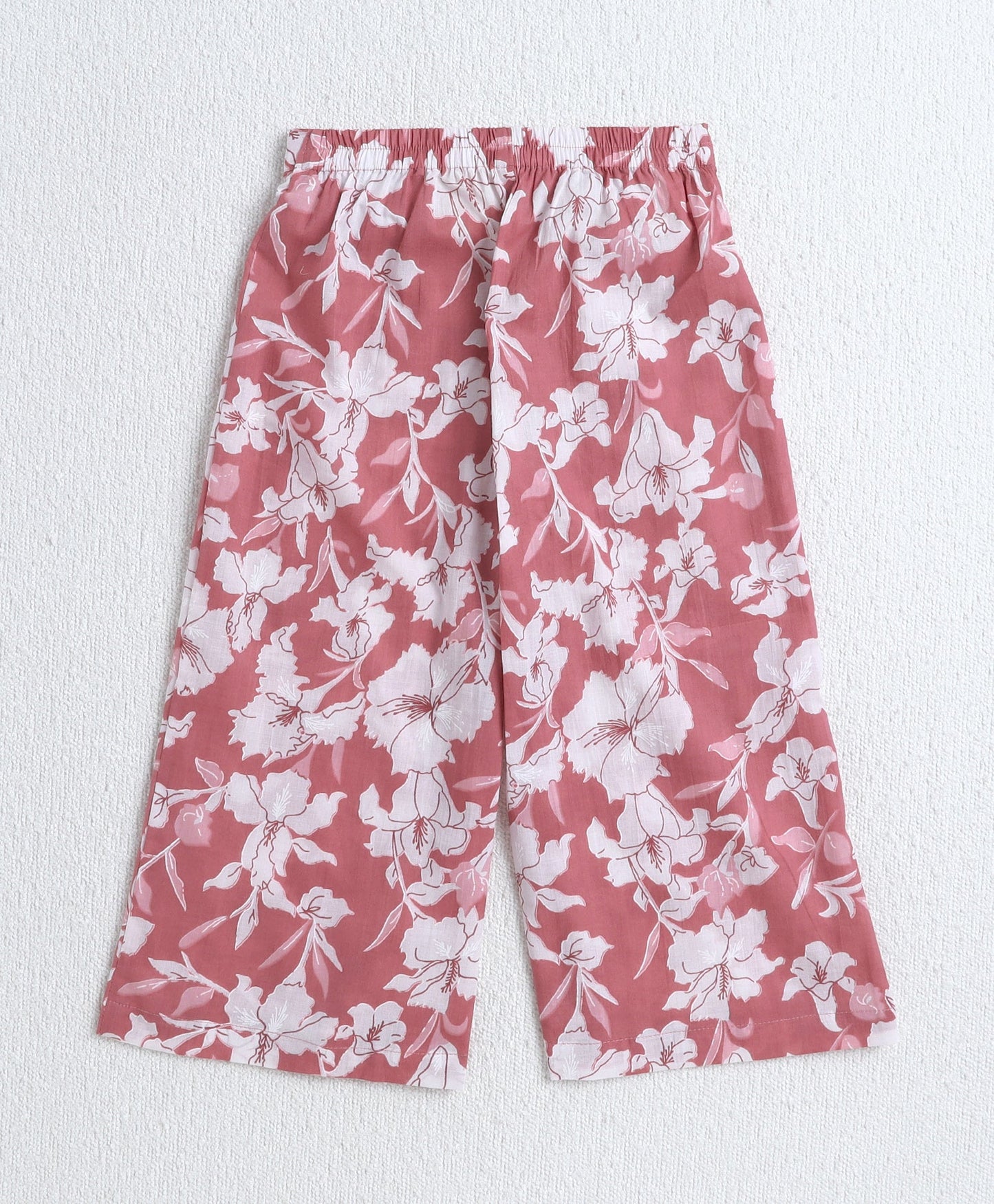The Magic Wand Cotton Woven Ruffle Sleeves Floral Printed Top and Pant with Patch Pocket Set- Pink