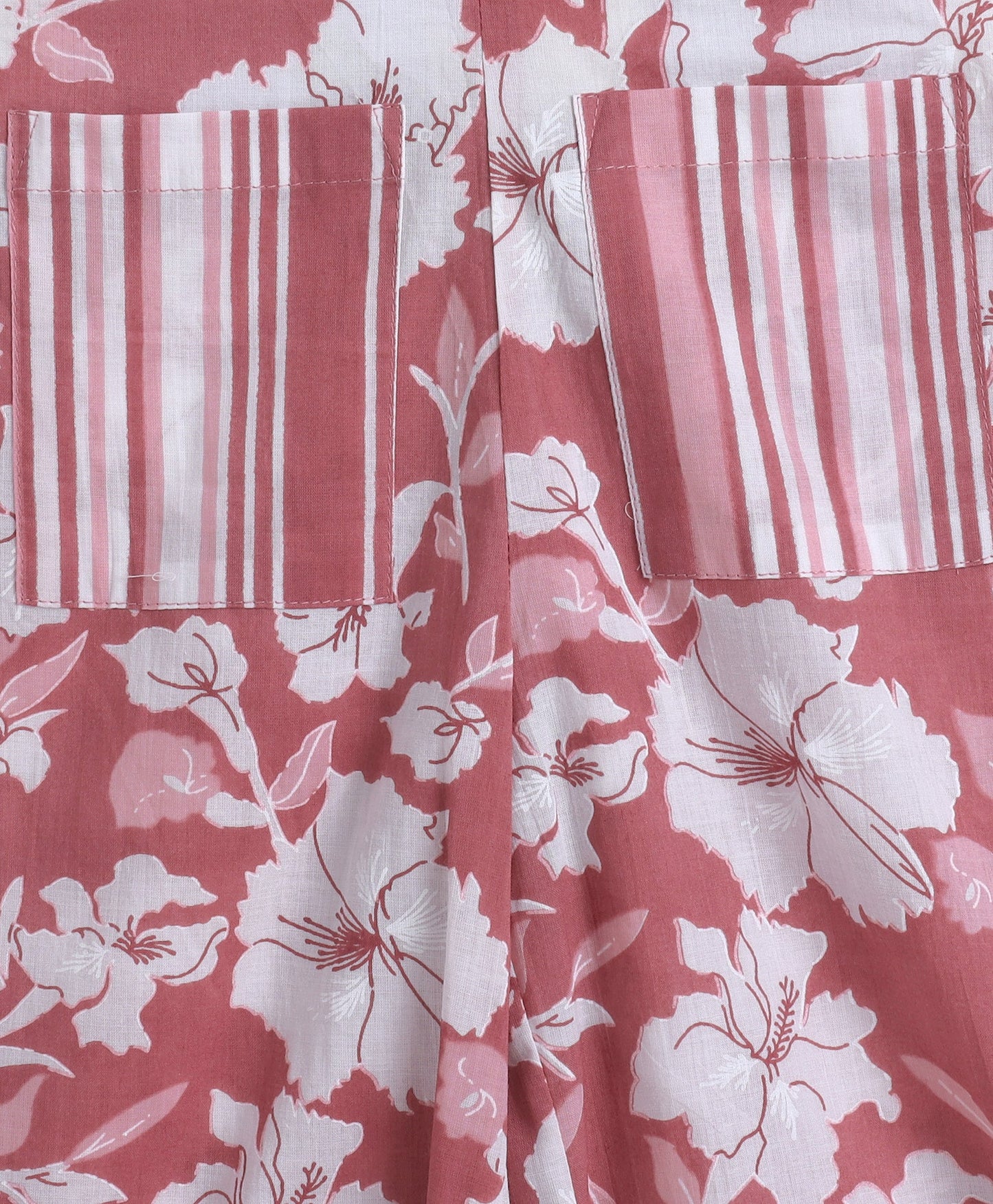The Magic Wand Cotton Woven Ruffle Sleeves Floral Printed Top and Pant with Patch Pocket Set- Pink