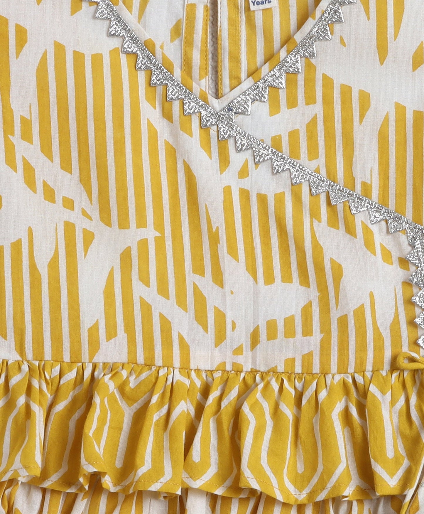 The Magic Wand Cotton Woven Puff Sleeves Floral Printed Top & Bottom Set - Mustard