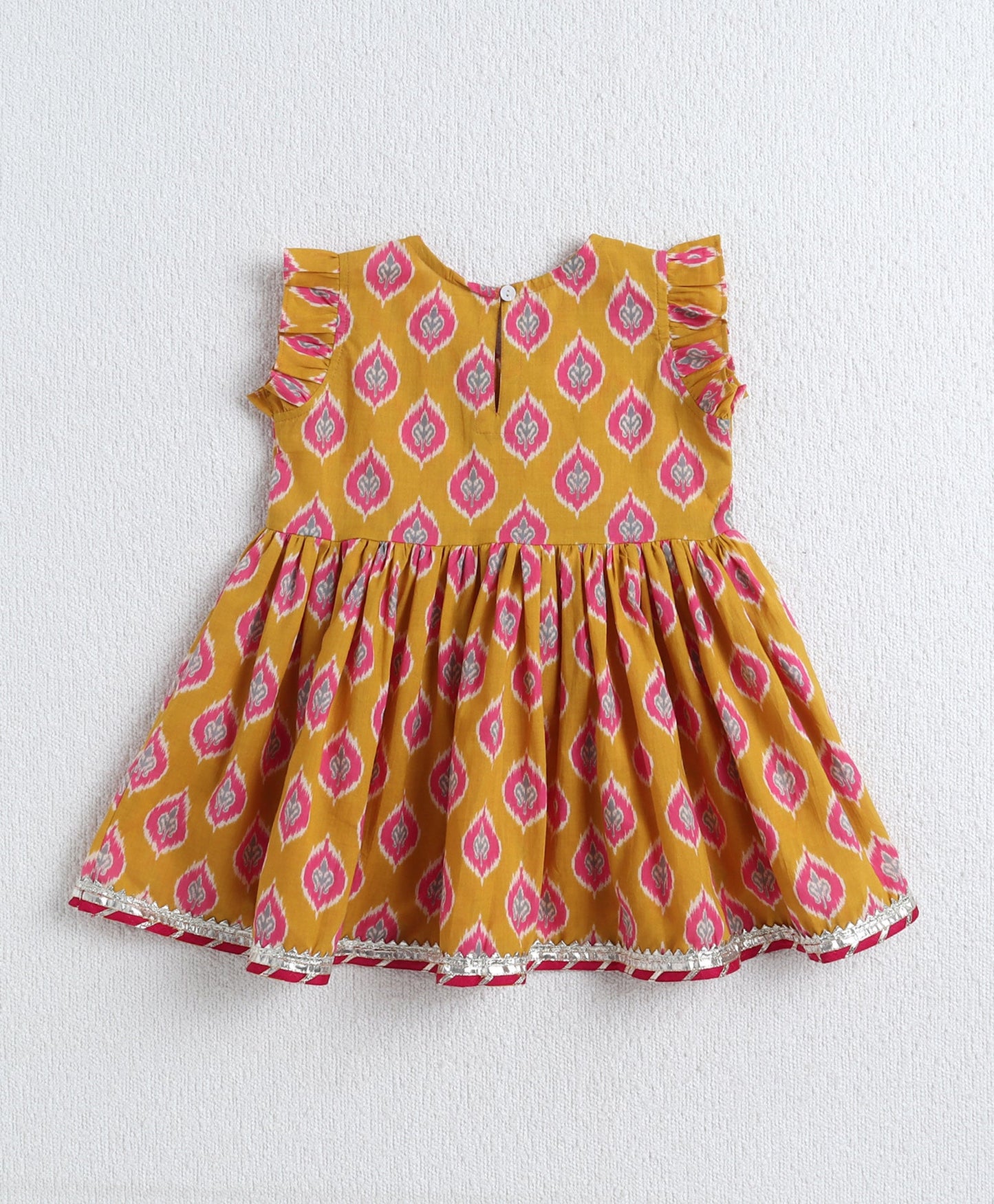 The Magic Wand Cotton Woven Frill Slevees Kurti with Flared Sharara Set- Orange