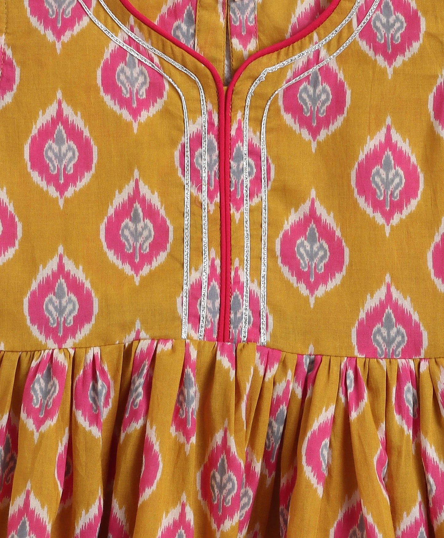 The Magic Wand Cotton Woven Frill Slevees Kurti with Flared Sharara Set- Orange