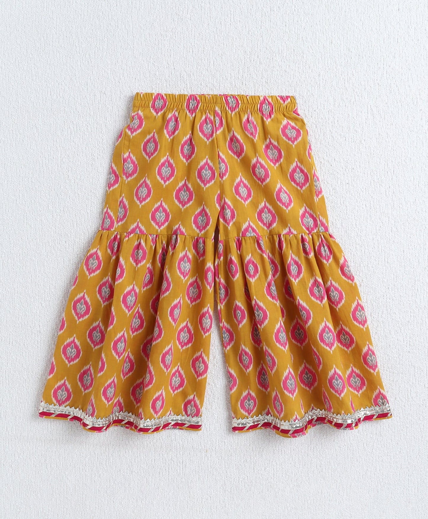 The Magic Wand Cotton Woven Frill Slevees Kurti with Flared Sharara Set- Orange