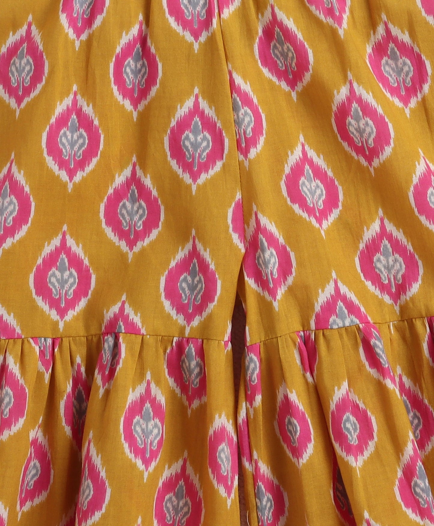 The Magic Wand Cotton Woven Frill Slevees Kurti with Flared Sharara Set- Orange