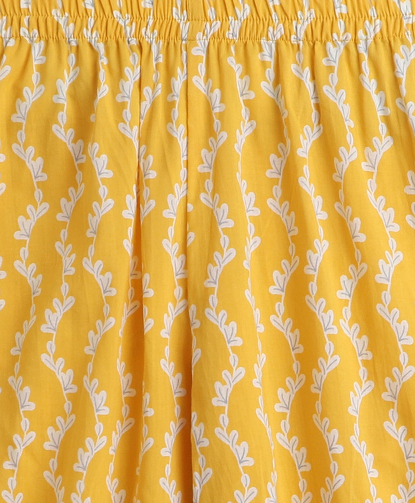 The Magic Wand Cotton Woven Sleeveless Floral Printed Kurti with Balloon Pant Set- Yellow