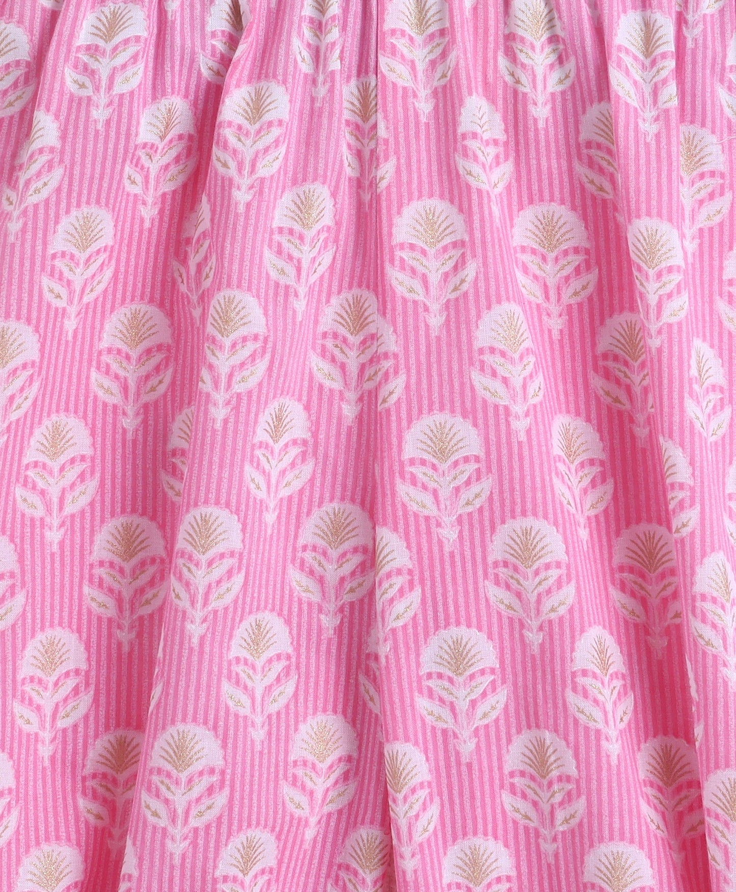 Cotton Woven Sleeveless Floral Printed Kurti with Balloon Pant Set- Peach