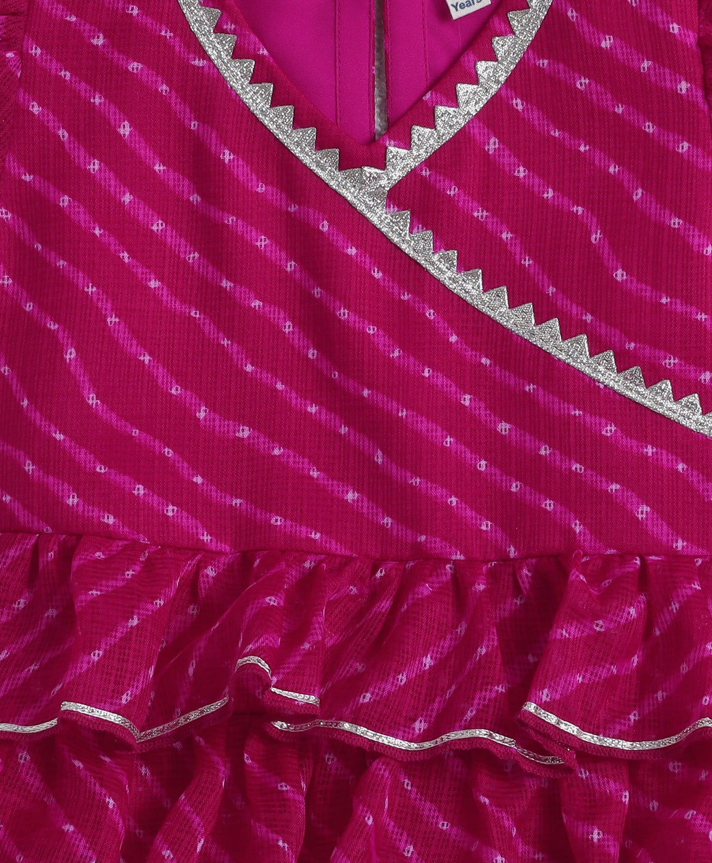 The Magic Wand Woven Puff Sleeves Leheriya Printed Choli & Lehenga Set - Fuchsia