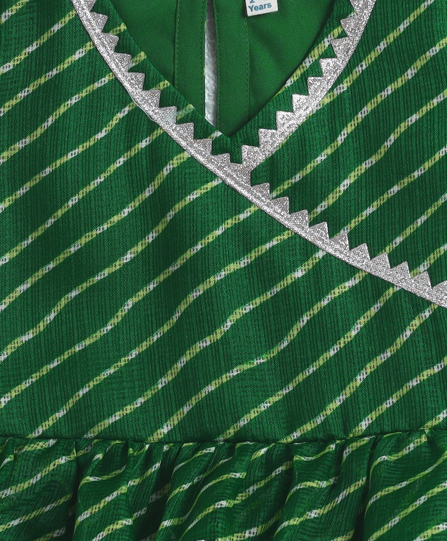 The Magic Wand Woven Puff Sleeves Leheriya Printed Choli & Lehenga Set - Green