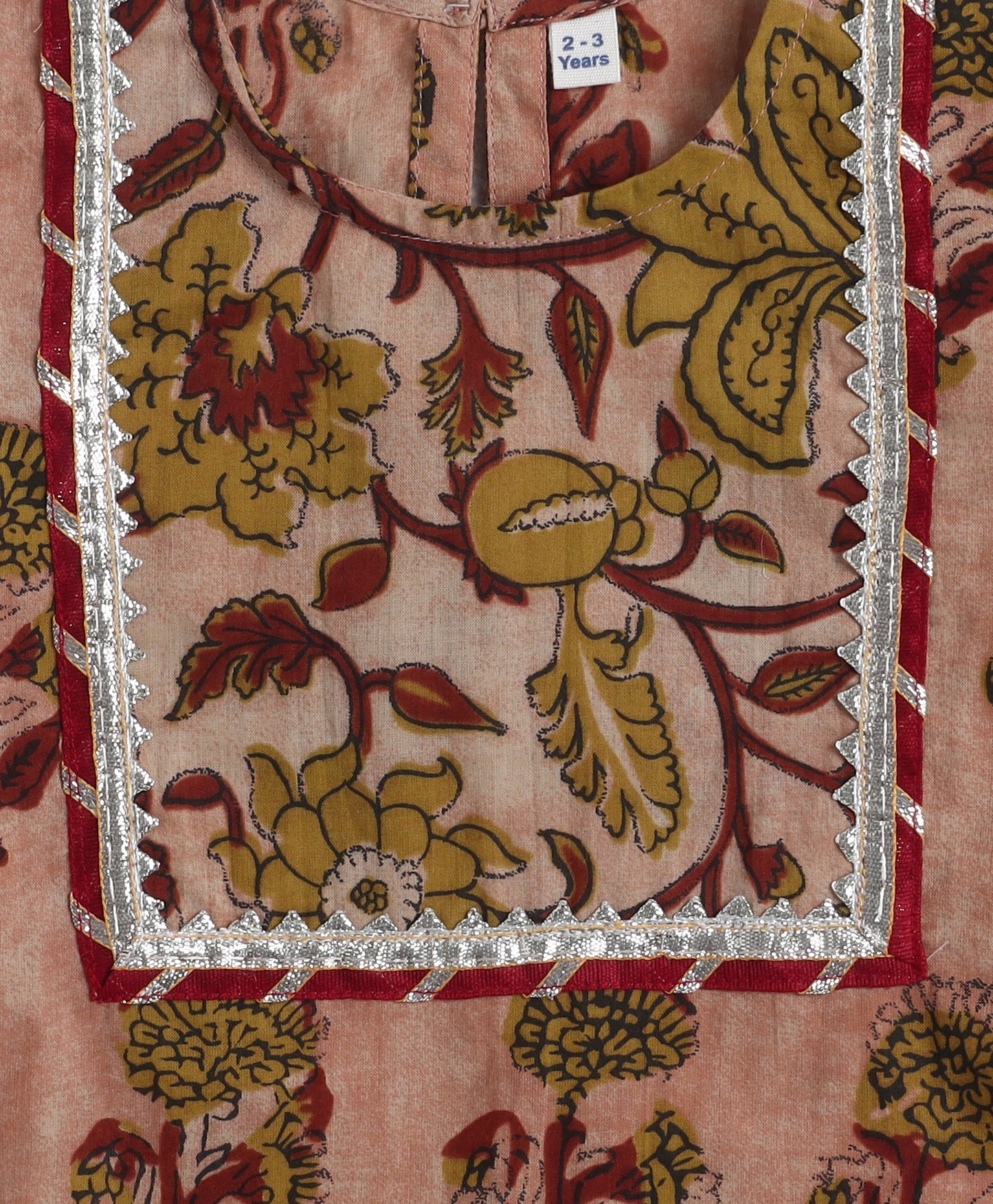 The Magic Wand Cotton Woven Elbow Sleeves Floral printed Lace Detailed Kurti & Lehenga Set with Dupatta- Mustard