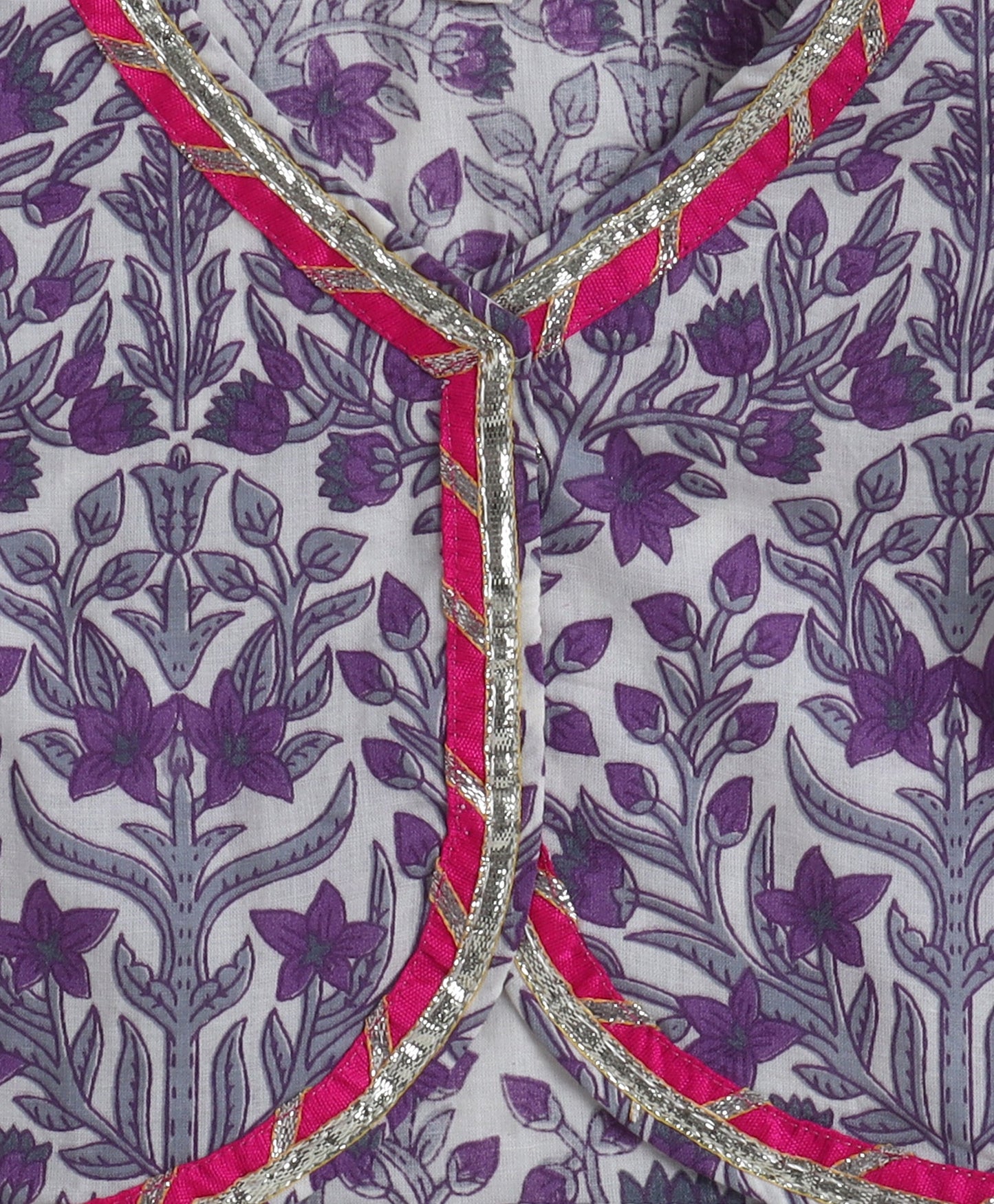 The Magic Wand Cotton Woven Ruffle Sleeves Floral Printed Choli and Lehenga Set with Dupatta - Purple