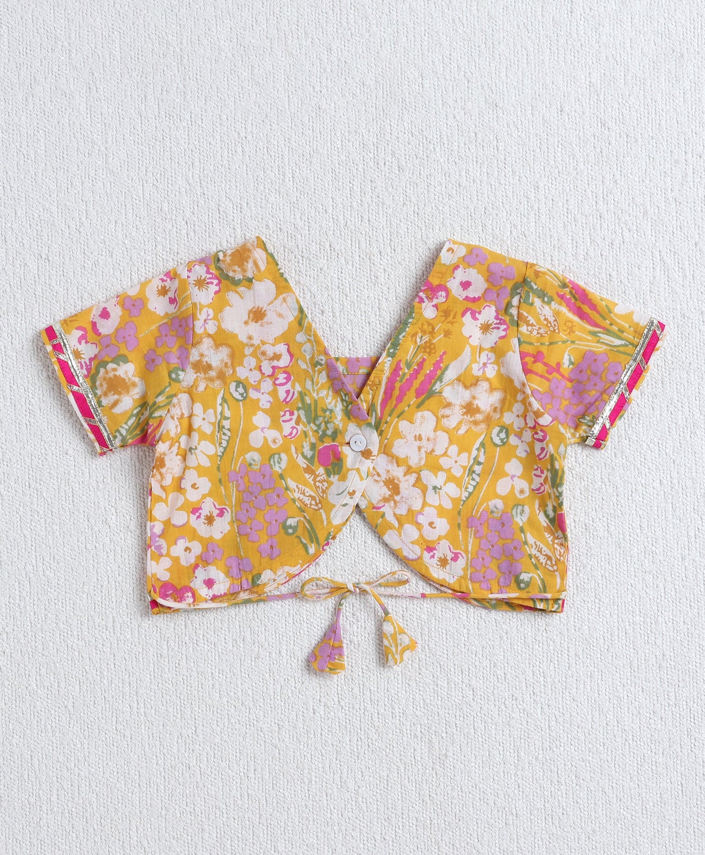 The Magic Wand Cotton Woven Half Sleeves Bandhani Printed Choli & Lehenga Set- Mustard