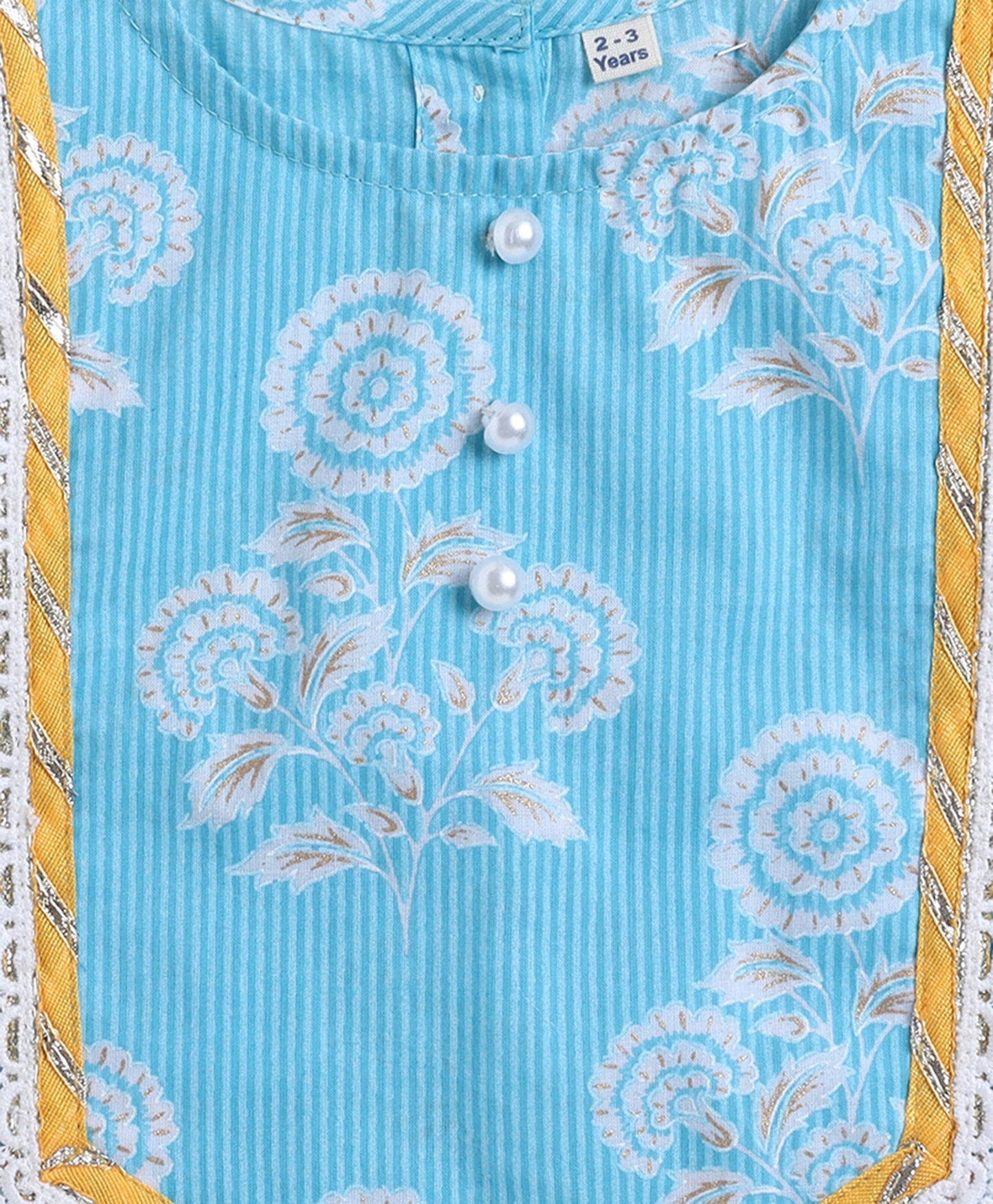 The Magic Wand Cotton Woven Sleveless Floral printed Lace Detailed Choli & Lehenga Set with Dupatta- Blue