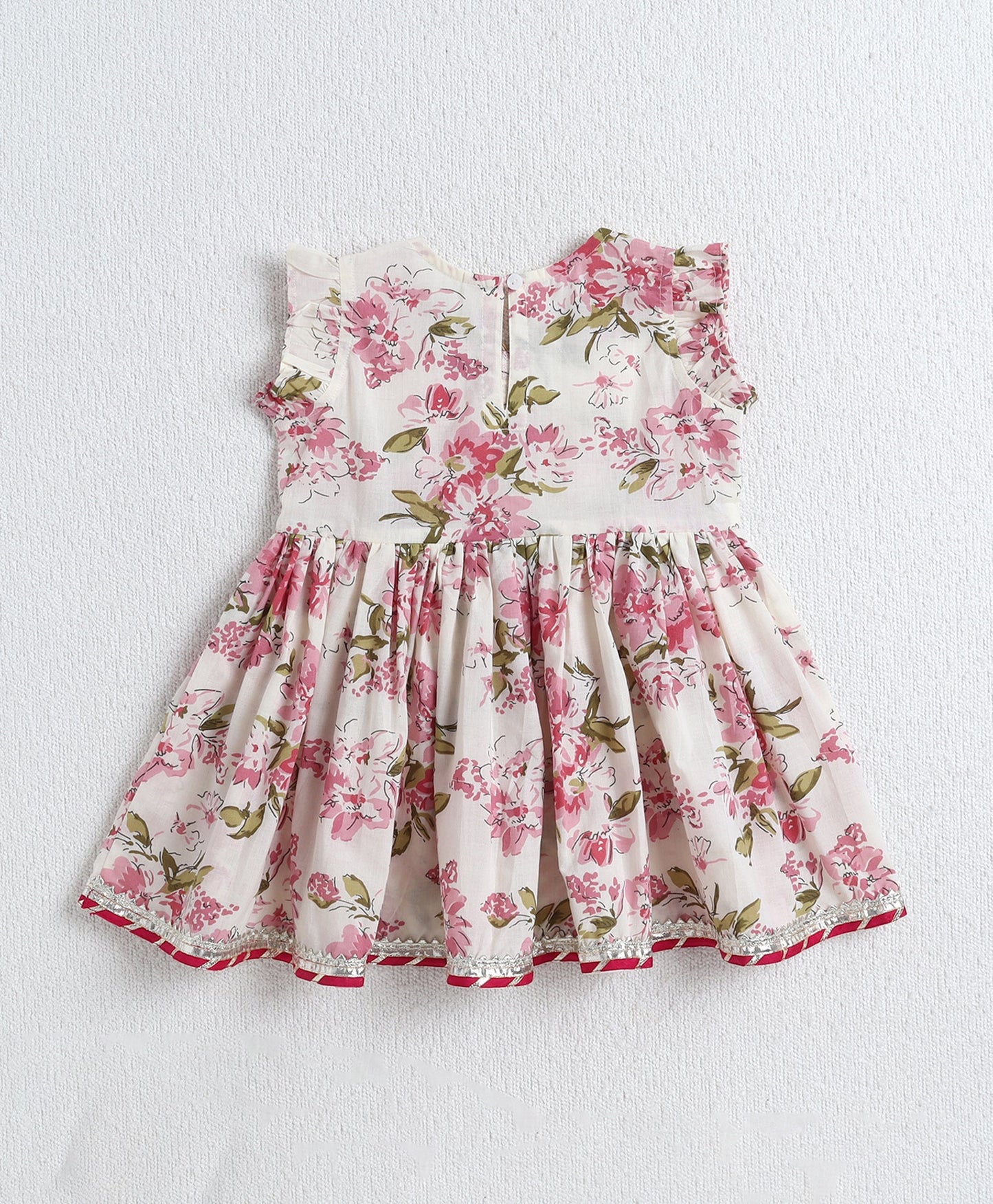 The Magic Wand Cotton Woven Frill Slevees Kurti with Flared Sharara Set- Off White