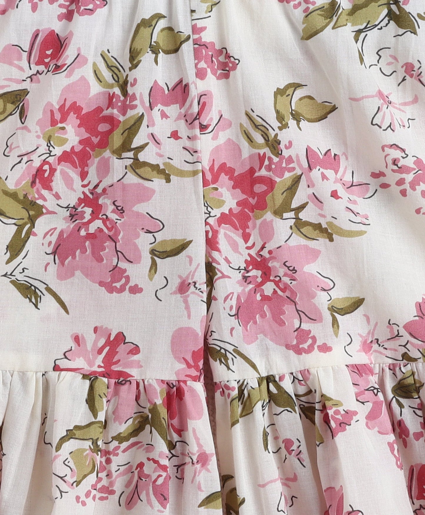 The Magic Wand Cotton Woven Frill Slevees Kurti with Flared Sharara Set- Off White