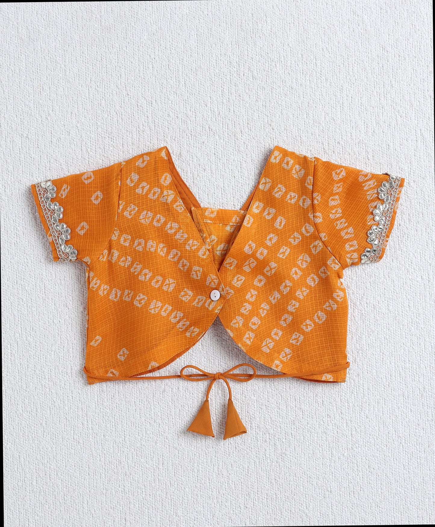 The Magic Wand Woven Half Sleeves Bandhani Printed Choli & Lehenga Set with Dupatta- Mustard