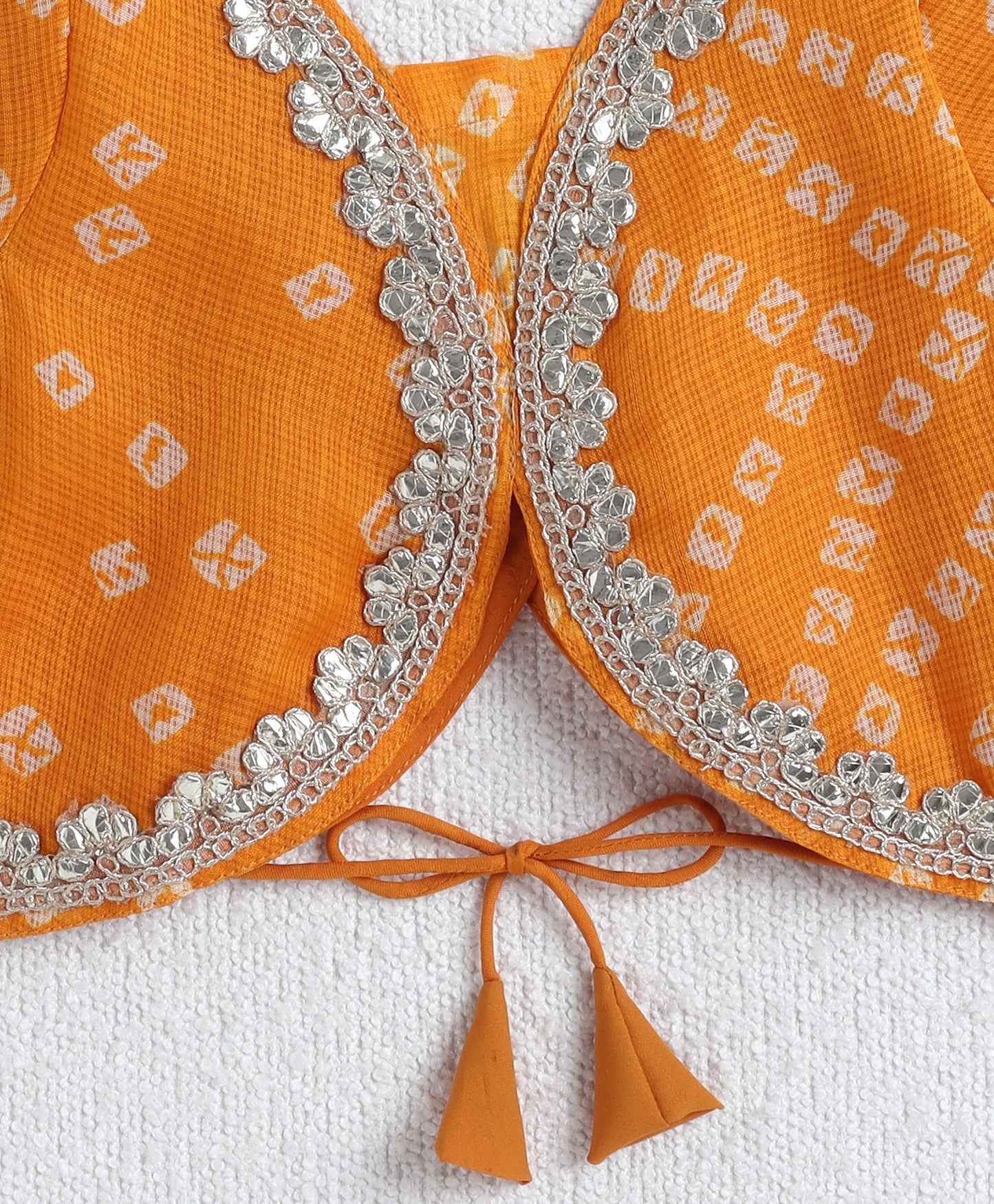 The Magic Wand Woven Half Sleeves Bandhani Printed Choli & Lehenga Set with Dupatta- Mustard