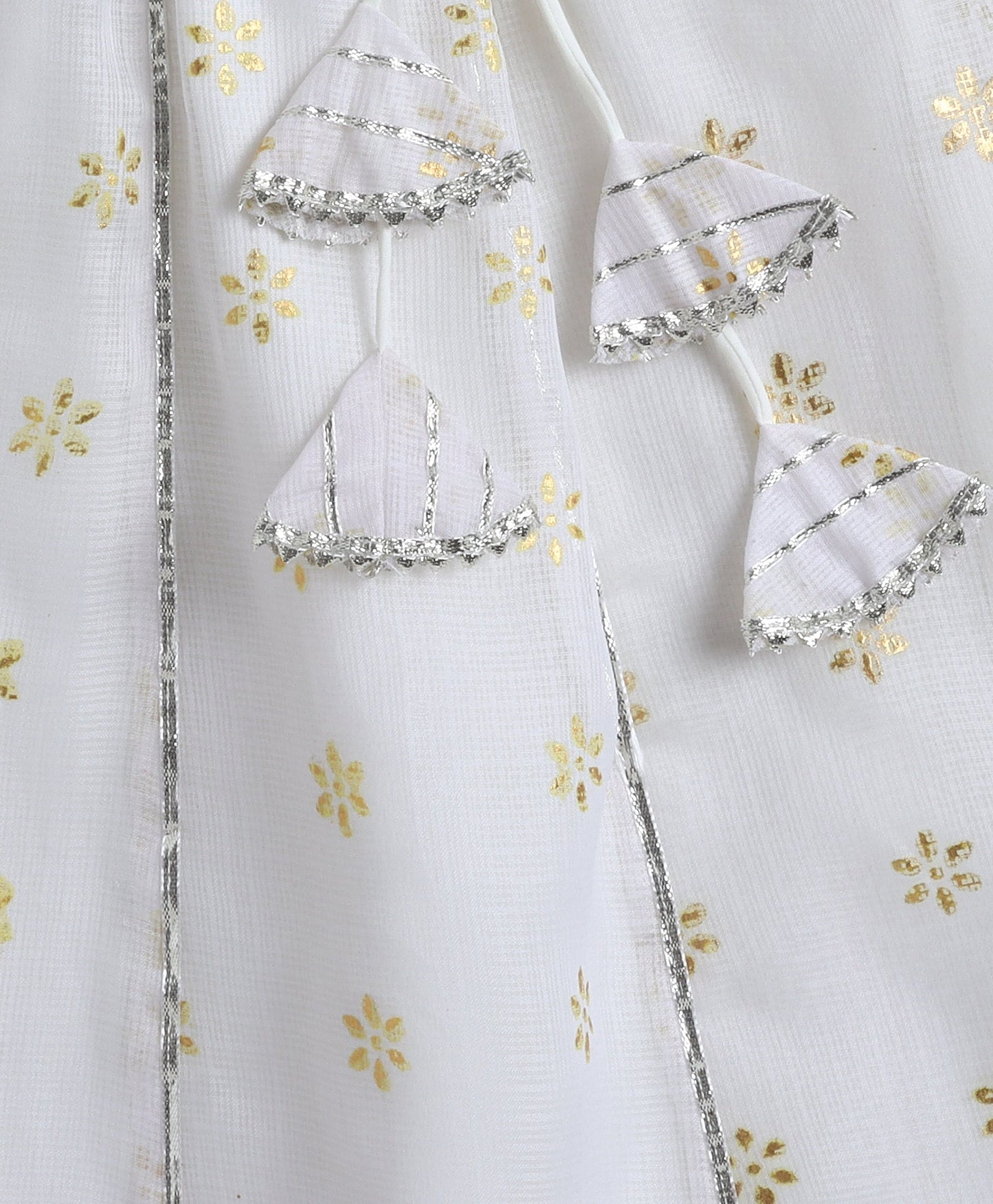 The Magic Wand Woven Half Sleeves Bandhani Printed Choli & Lehenga Set with Dupatta- White