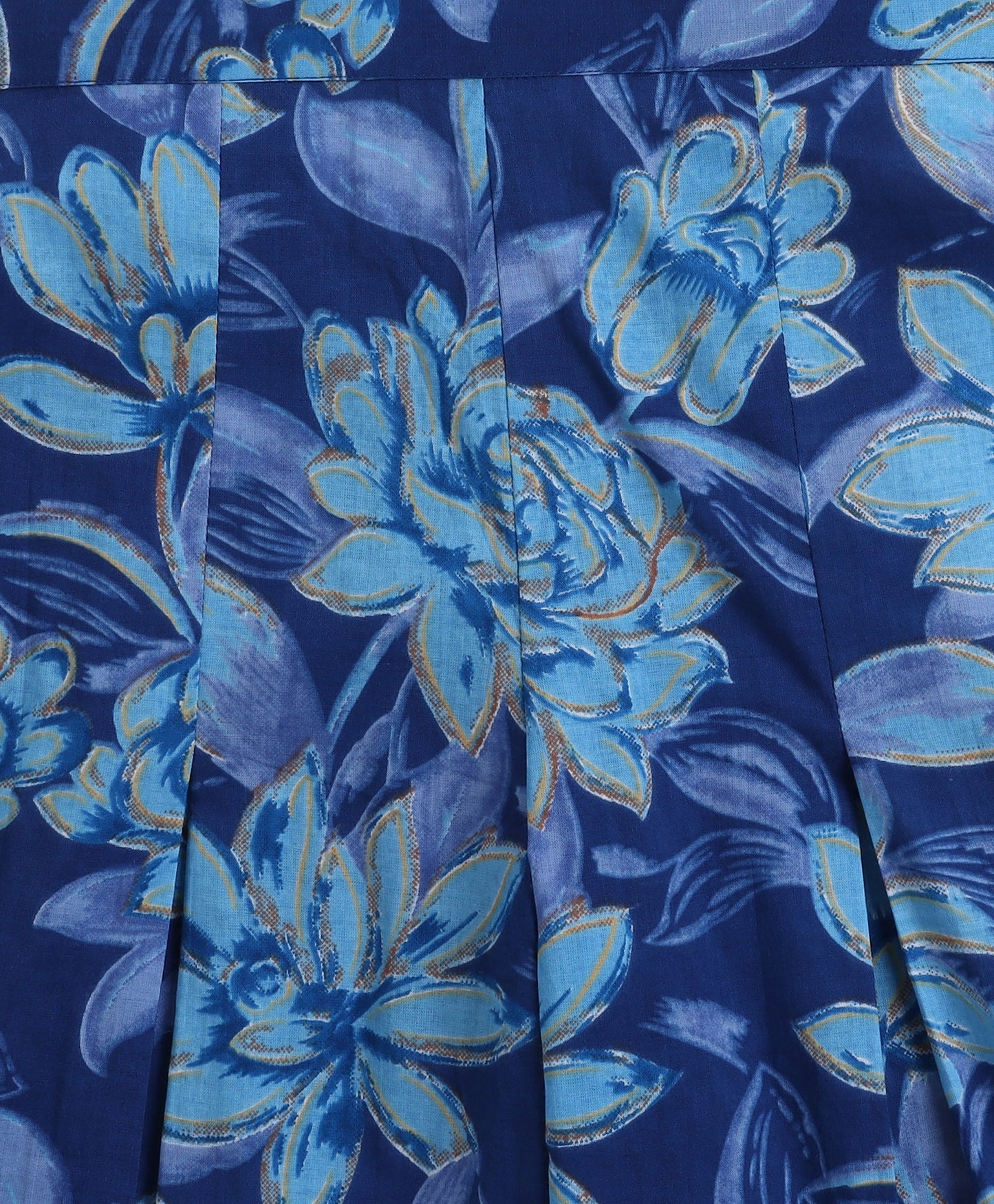 Cotton Woven Puff Sleeves Floral Printed Top with Pant- Blue
