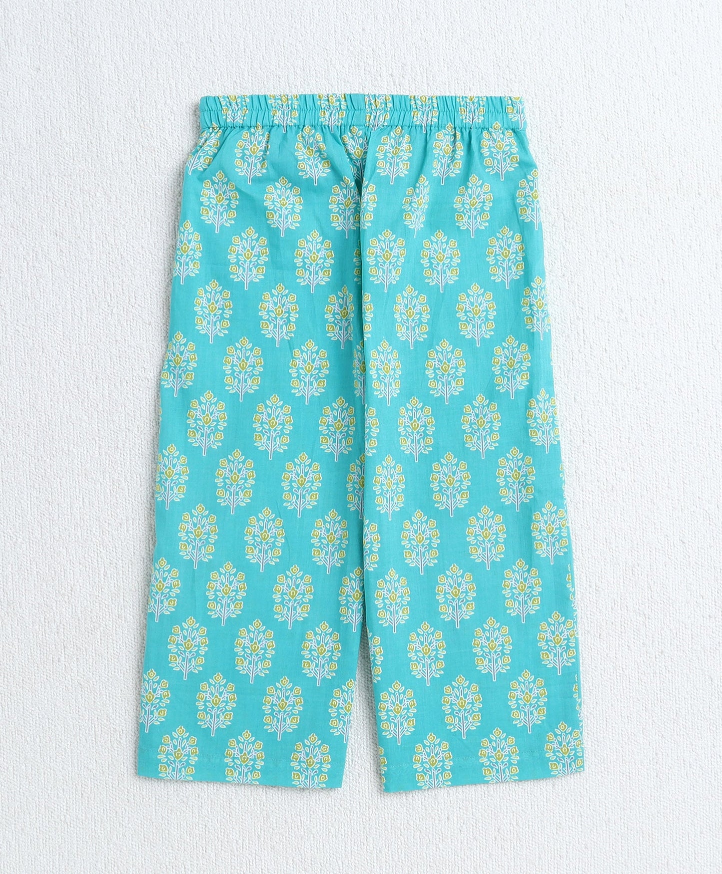 The Magic Wand Cotton Woven Sleeveless Floral Printed Top and Patch Pocket Pant Set- Green