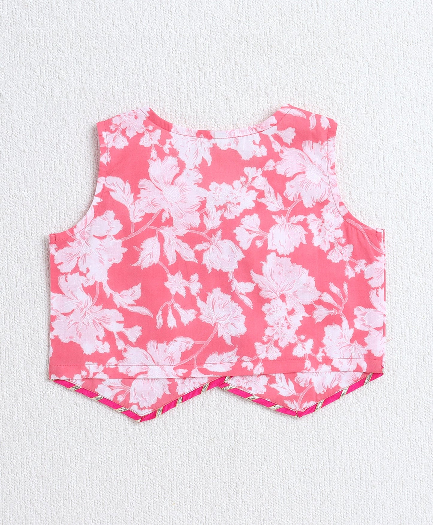 The Magic Wand Cotton Woven Sleeveless Floral Printed Top and Patch Pocket Pant Set- Peach