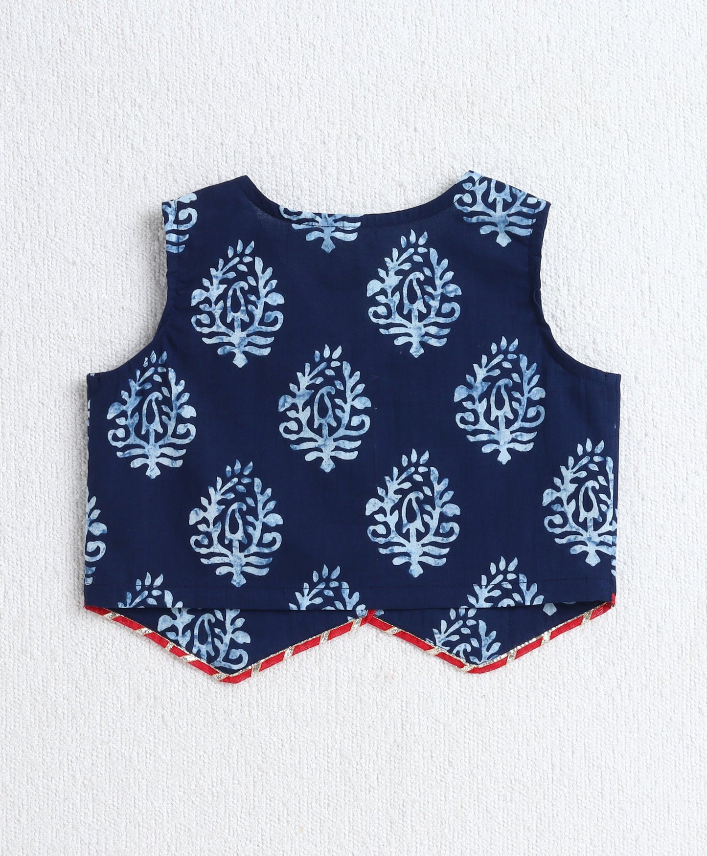 The Magic Wand Cotton Woven Sleeveless Floral Printed Top and Pant Set- Navy Blue