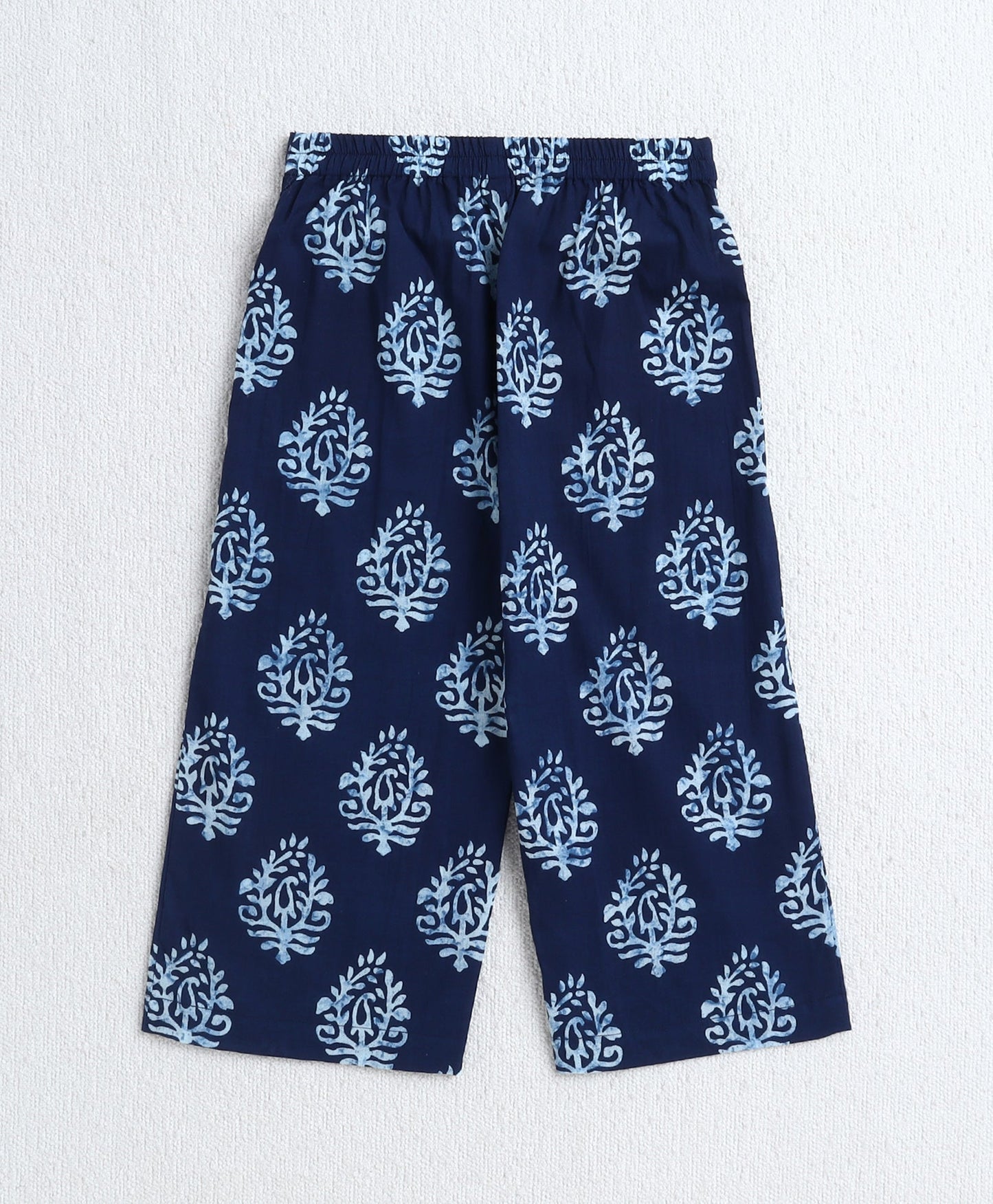 The Magic Wand Cotton Woven Sleeveless Floral Printed Top and Pant Set- Navy Blue