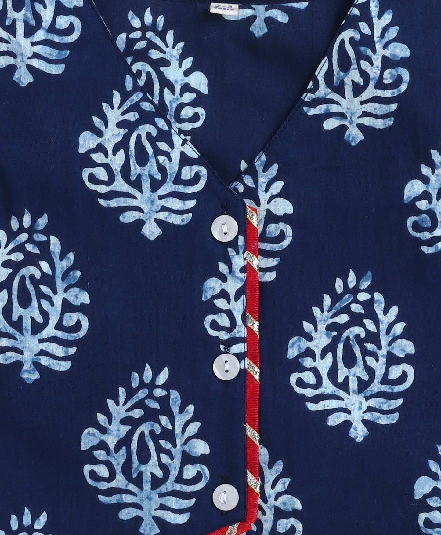 The Magic Wand Cotton Woven Sleeveless Floral Printed Top and Pant Set- Navy Blue